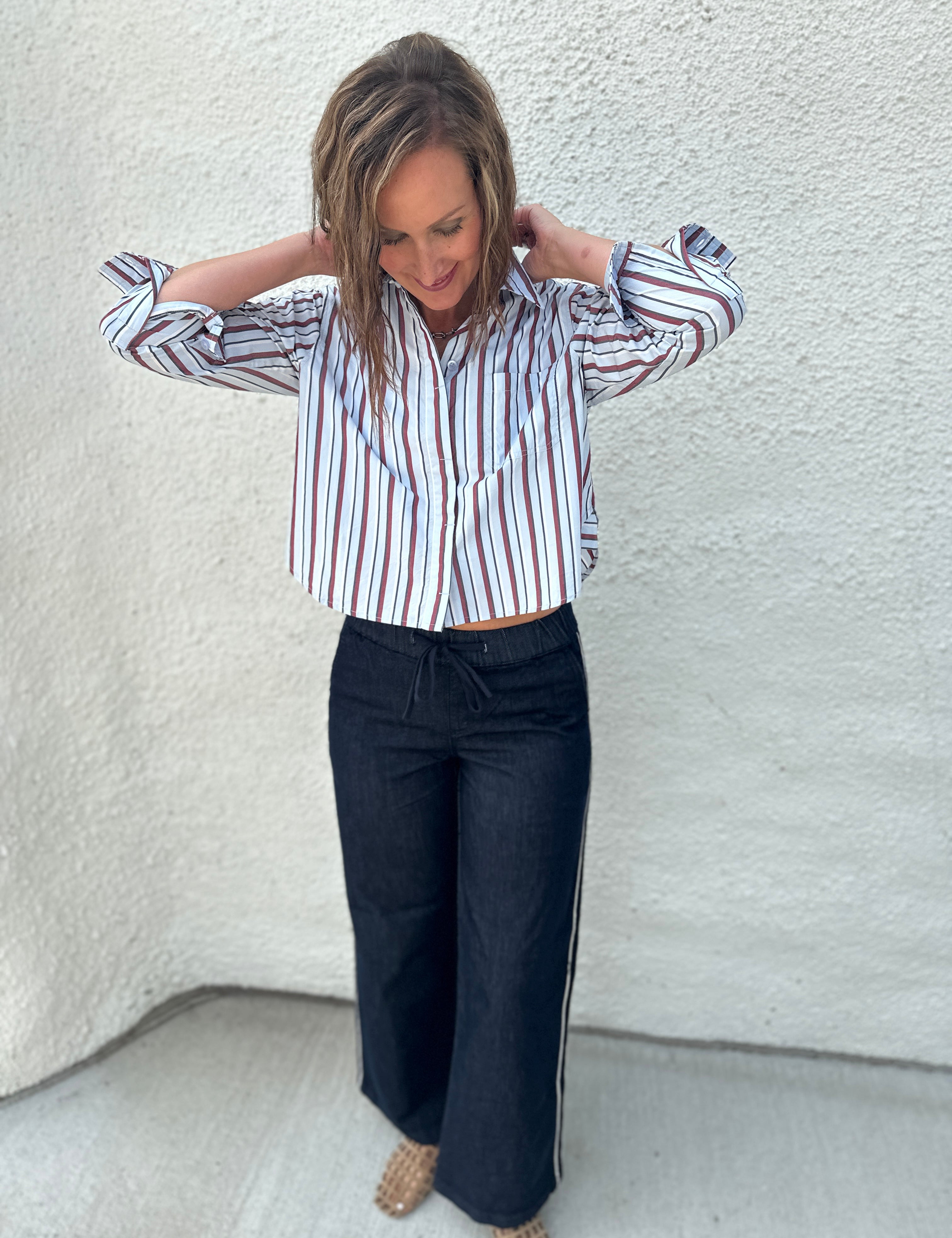 The High Rise Side Striped Wide Leg by Risen