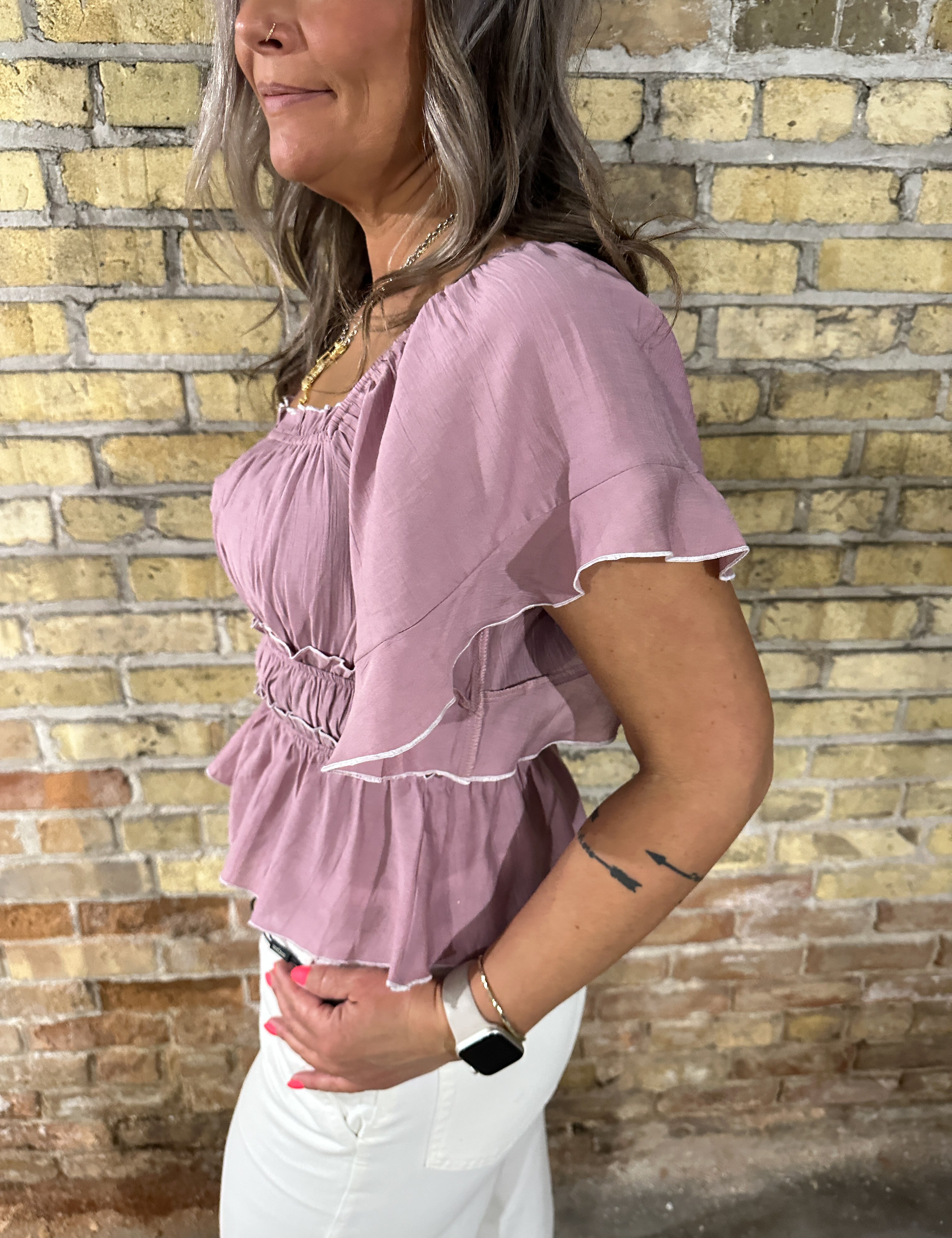 The Verity Flutter Sleeve Top