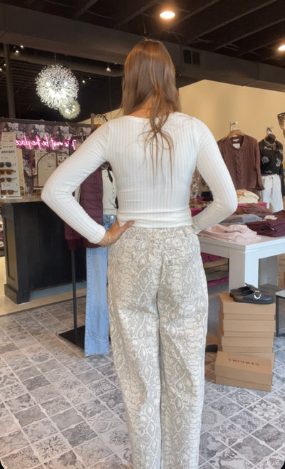 The Kendelle Snake Print Barrel Jean