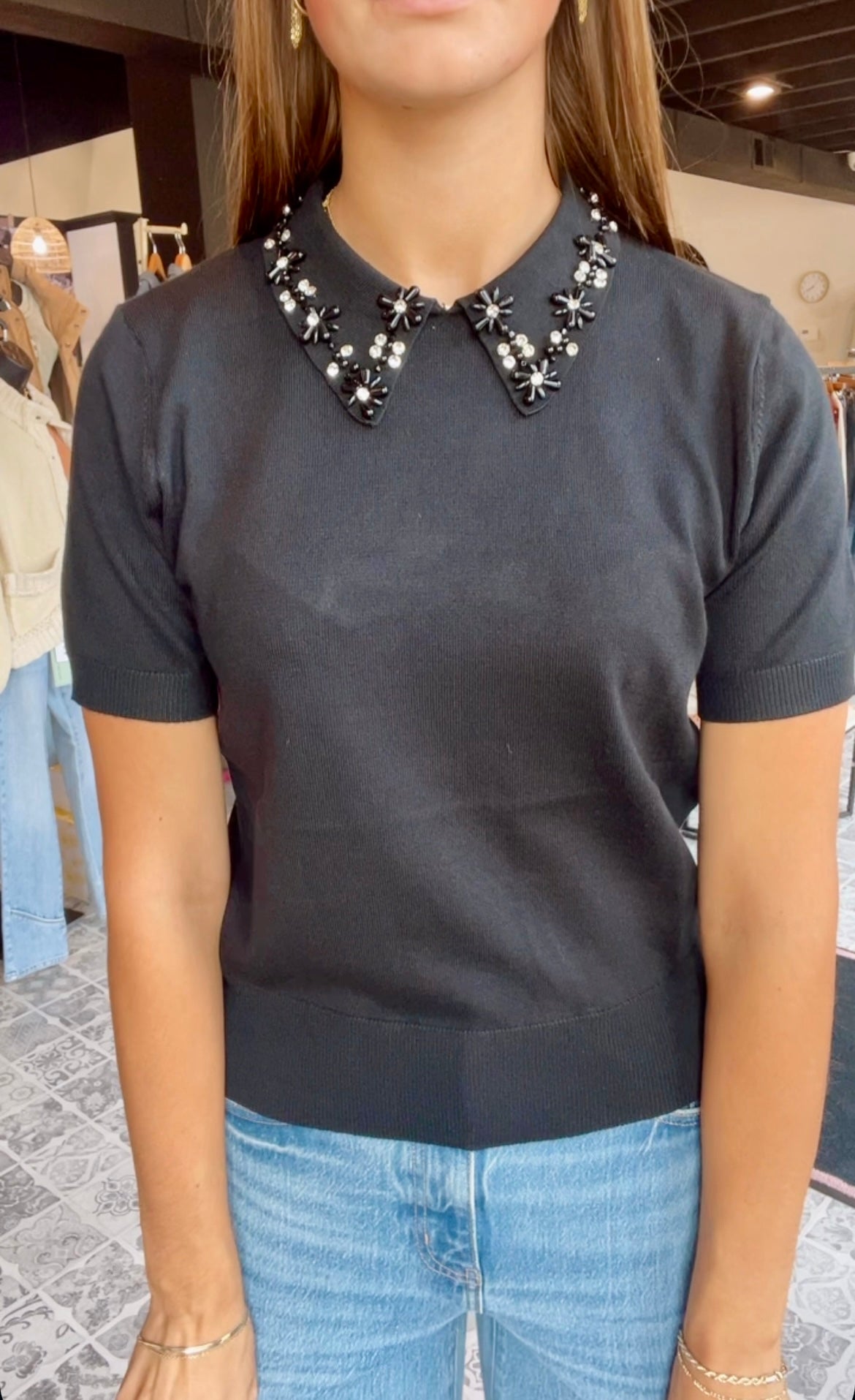The Briony Embellished Collar Knit Sweater