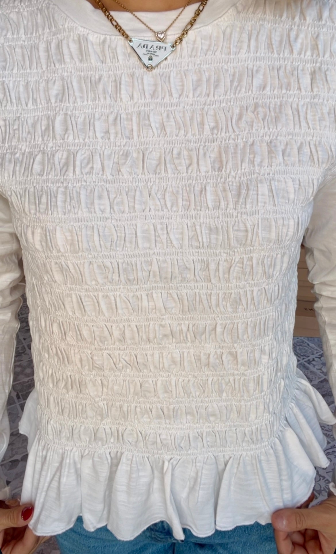 The Twyla Smocked Slub Knit Top