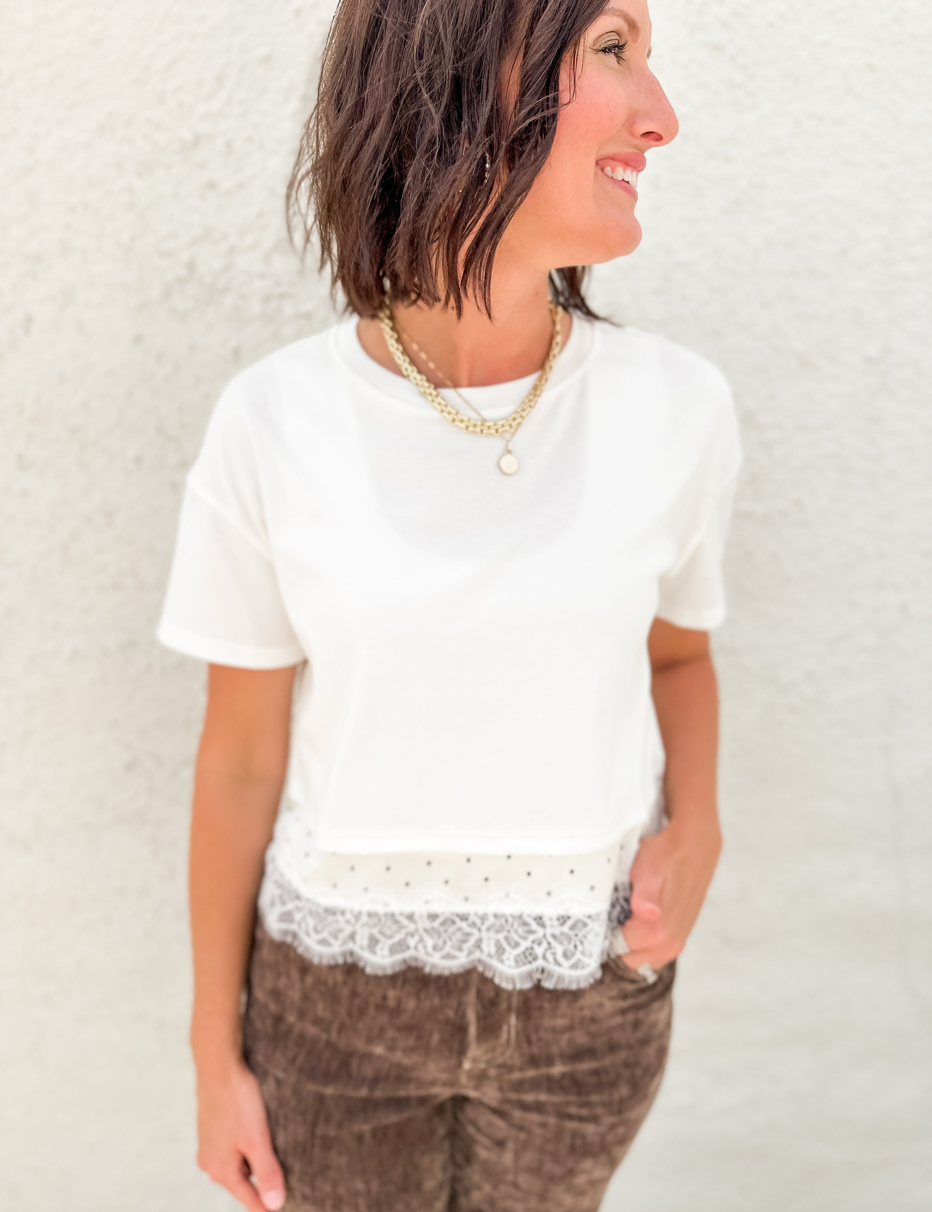 The Poppy Polka Dot Trim Boxy Tee