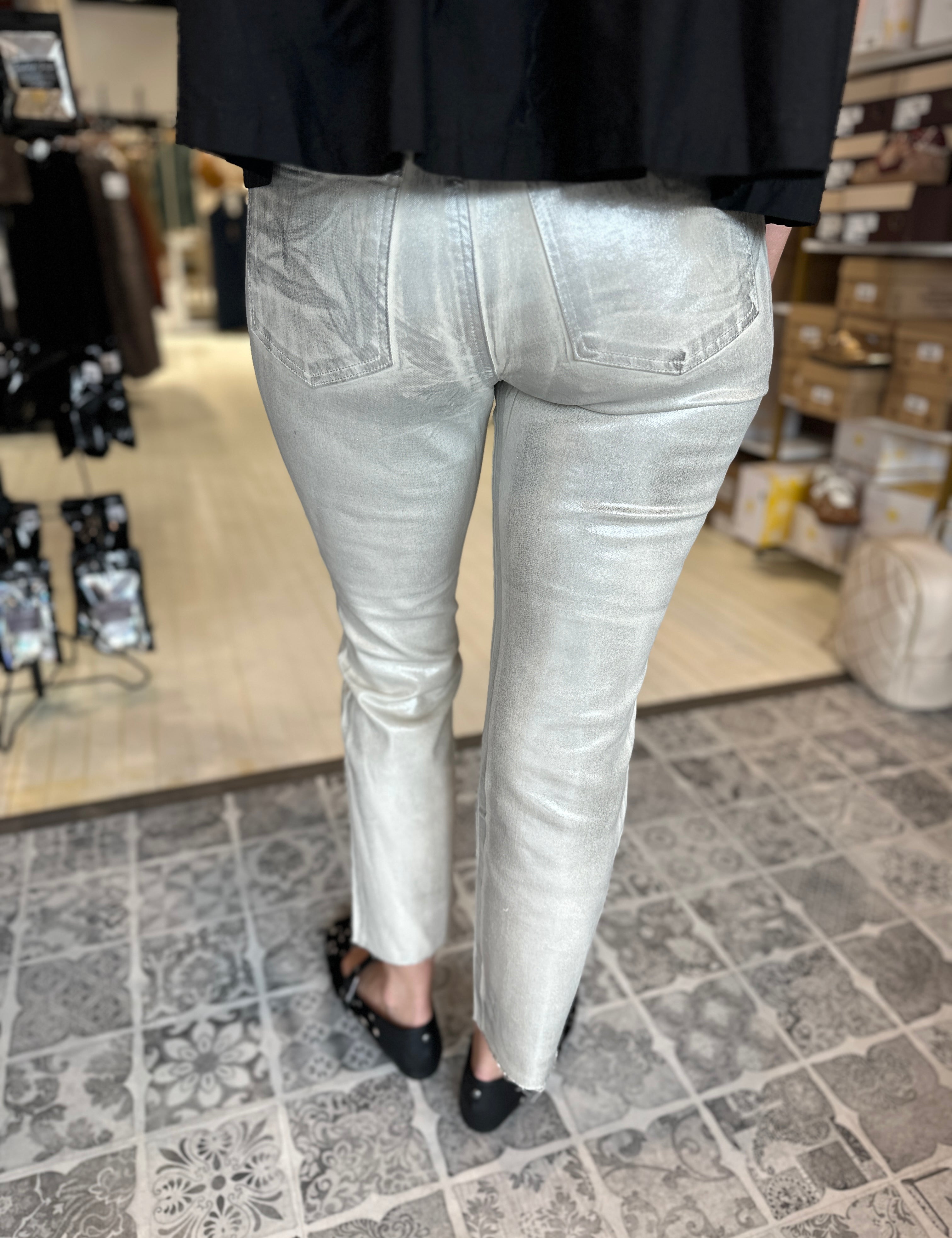 KUT from the KLOTH The Reese High Rise Metallic Ankle Straight