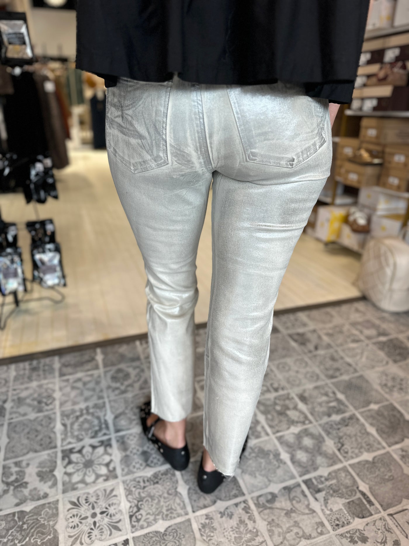 KUT from the KLOTH The Reese High Rise Metallic Ankle Straight