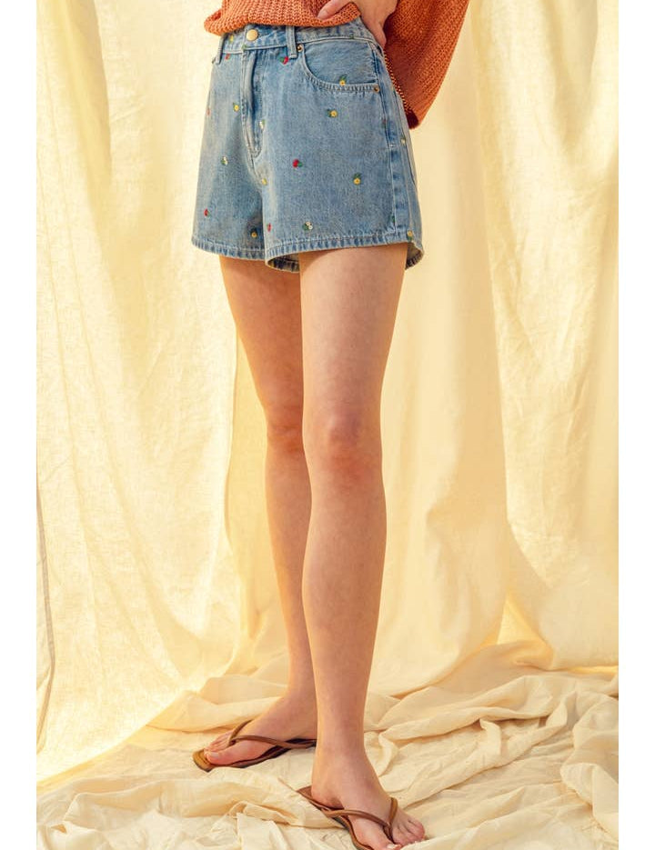 The Josie Embroidered Denim Shorts