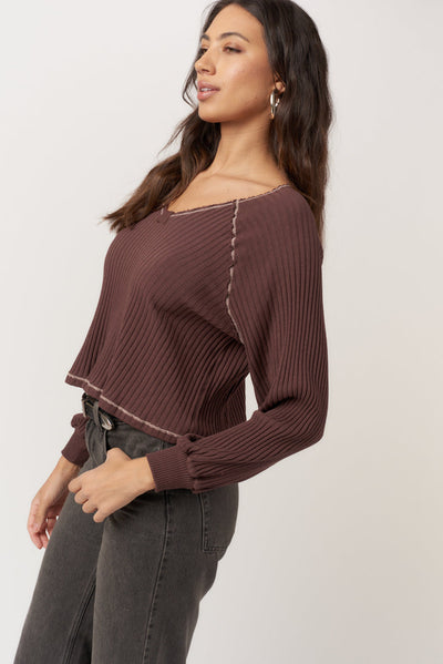PROJECT SOCIAL TEE The Homebody V-Neck Rib Longsleeve