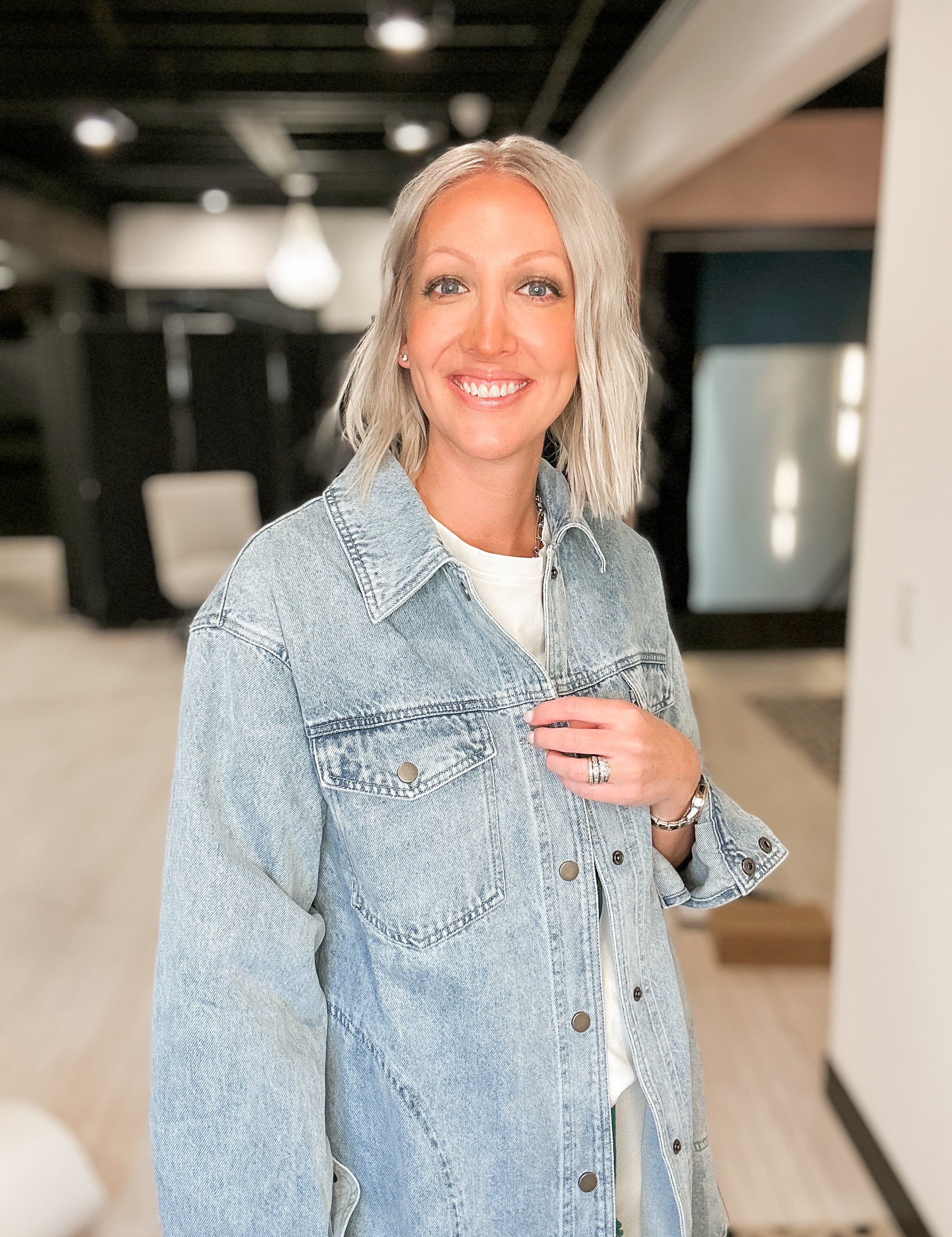 The Fatima Washed Denim Shacket
