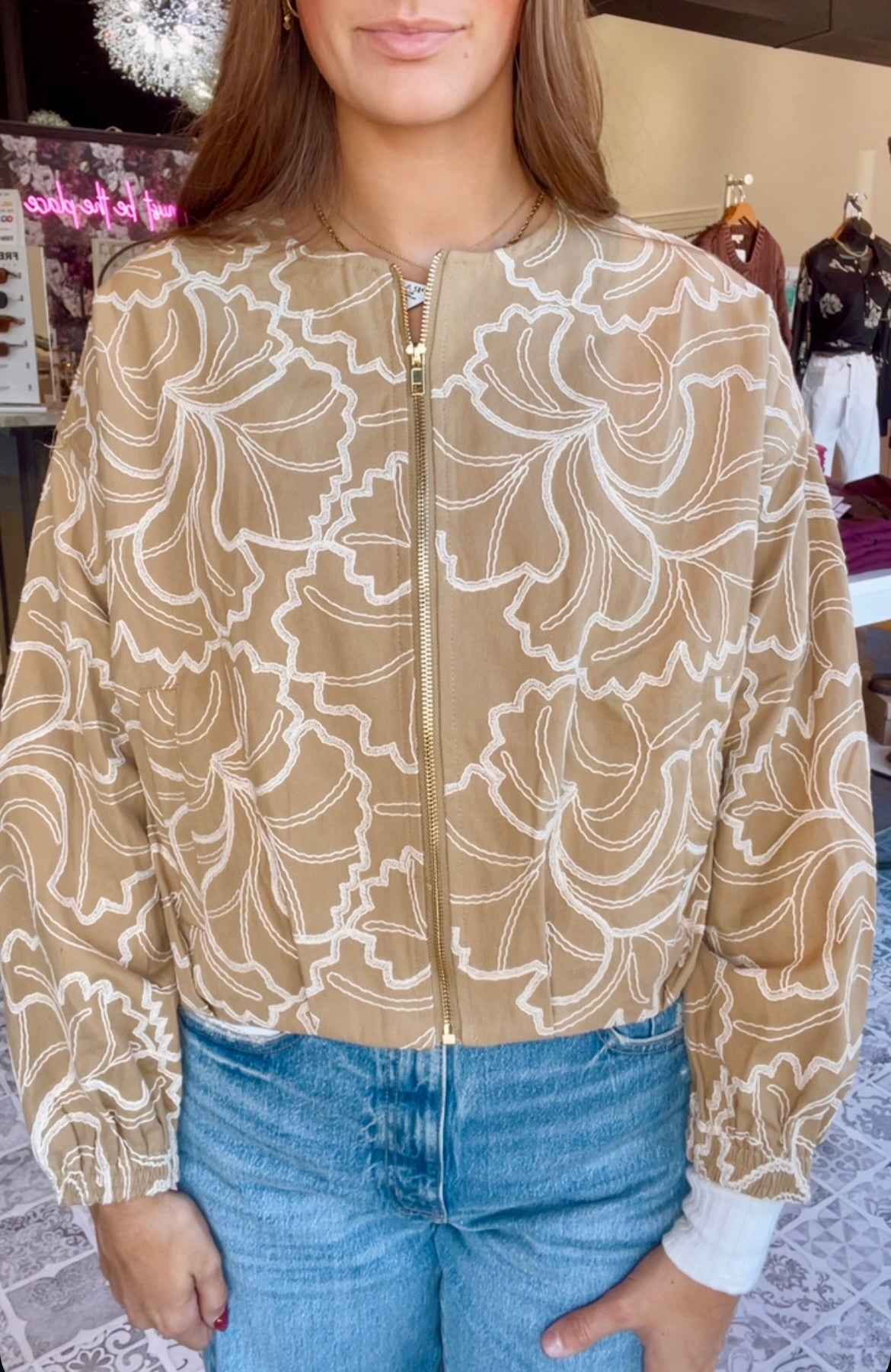 The Elayna Embroidered Bomber Jacket