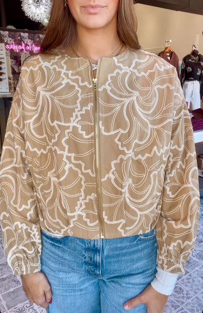 The Elayna Embroidered Bomber Jacket