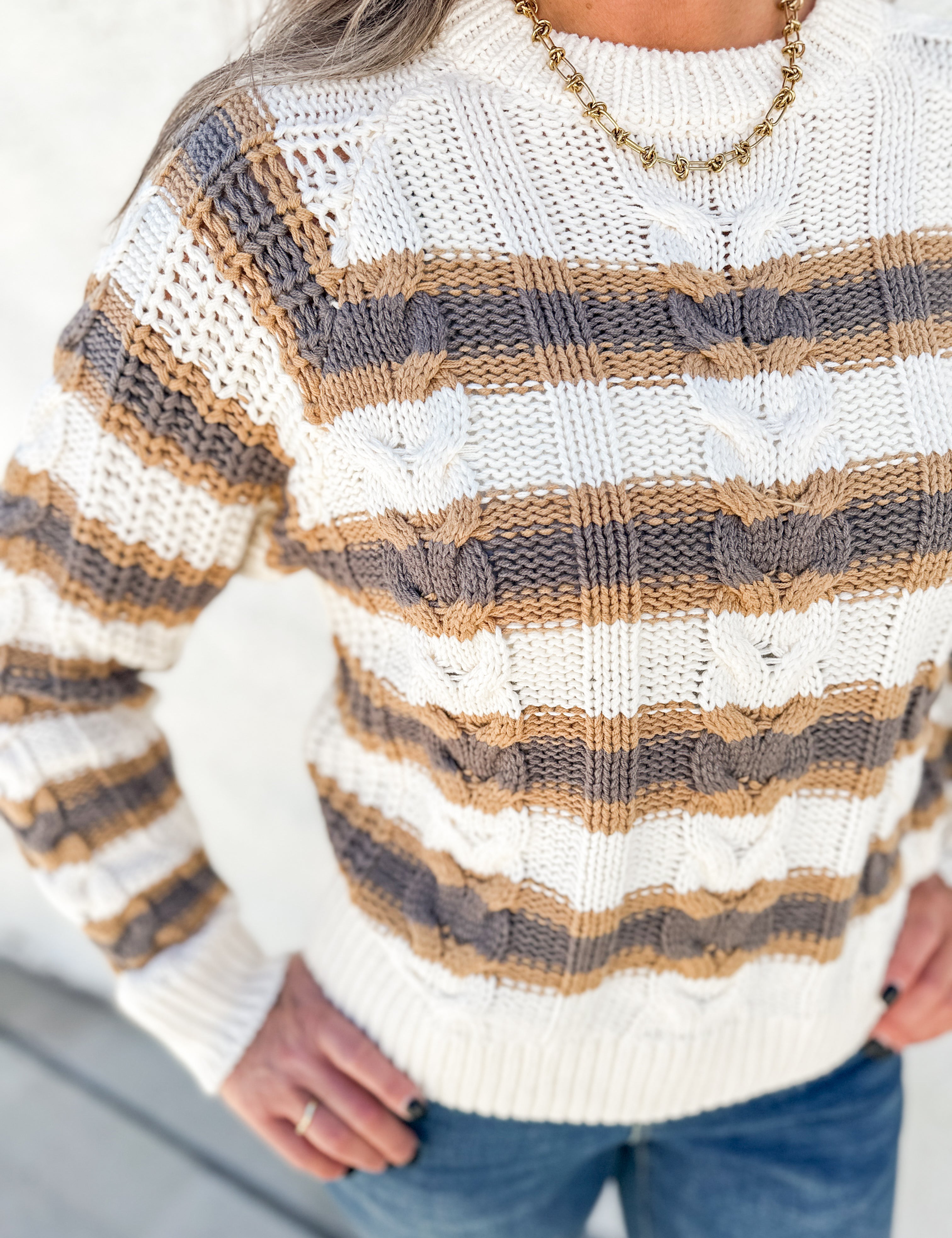The Carmen Striped Cable Knit Sweater
