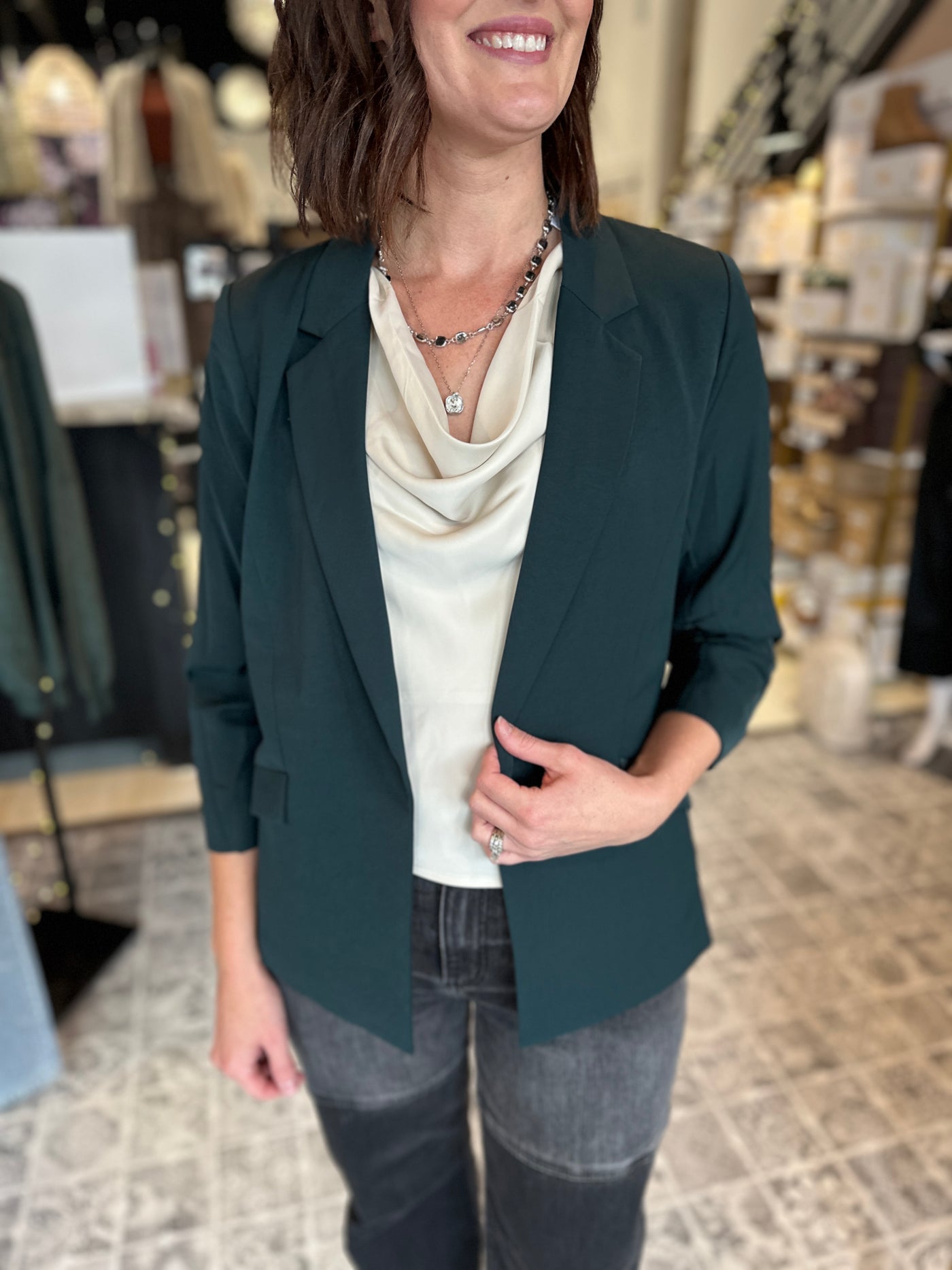 The Soren Shirred Sleeve Blazer