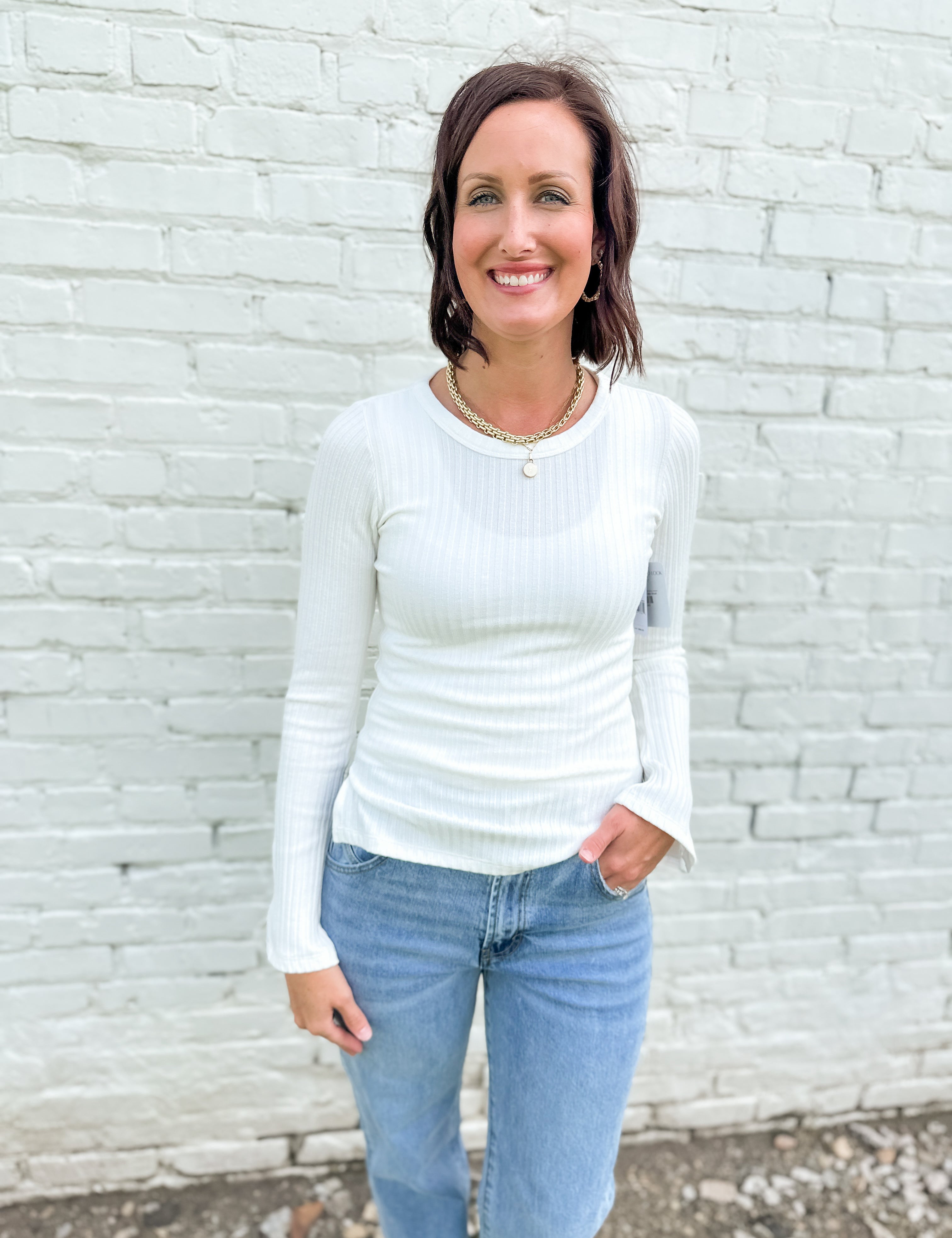 The Long Sleeve Scoop Neck Knit Top by Liverpool