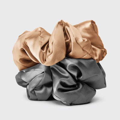 KITSCH The Satin Sleep Pillow Scrunchies - Charcoal/Gold