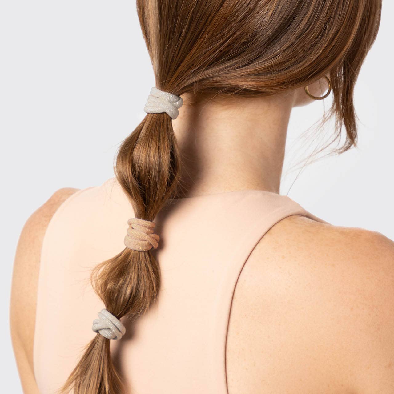 KITSCH The Recycled Nylon Glitter Medium Elastics 12pc- Neutral