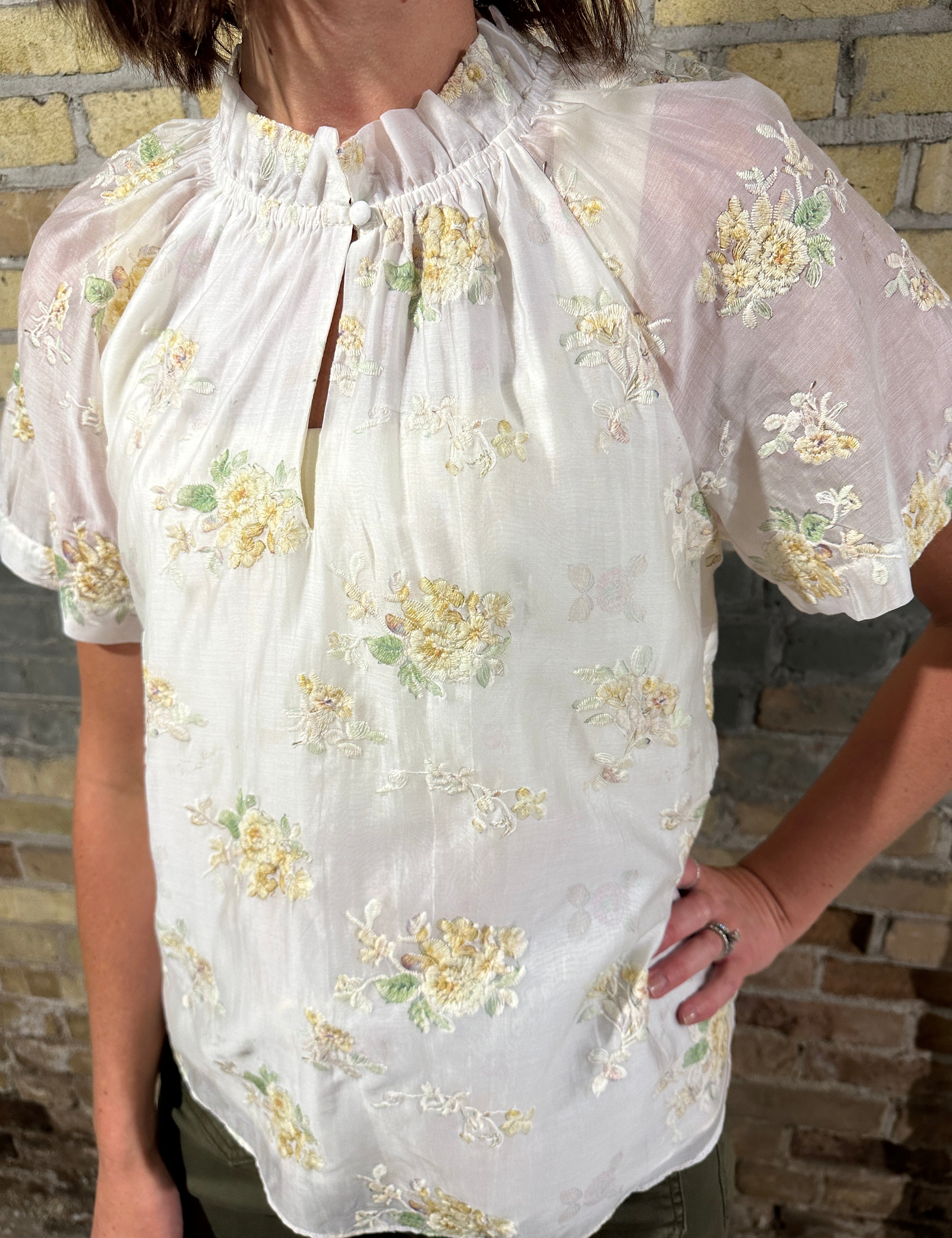 CURRENT AIR The Sigourney Floral Blouse