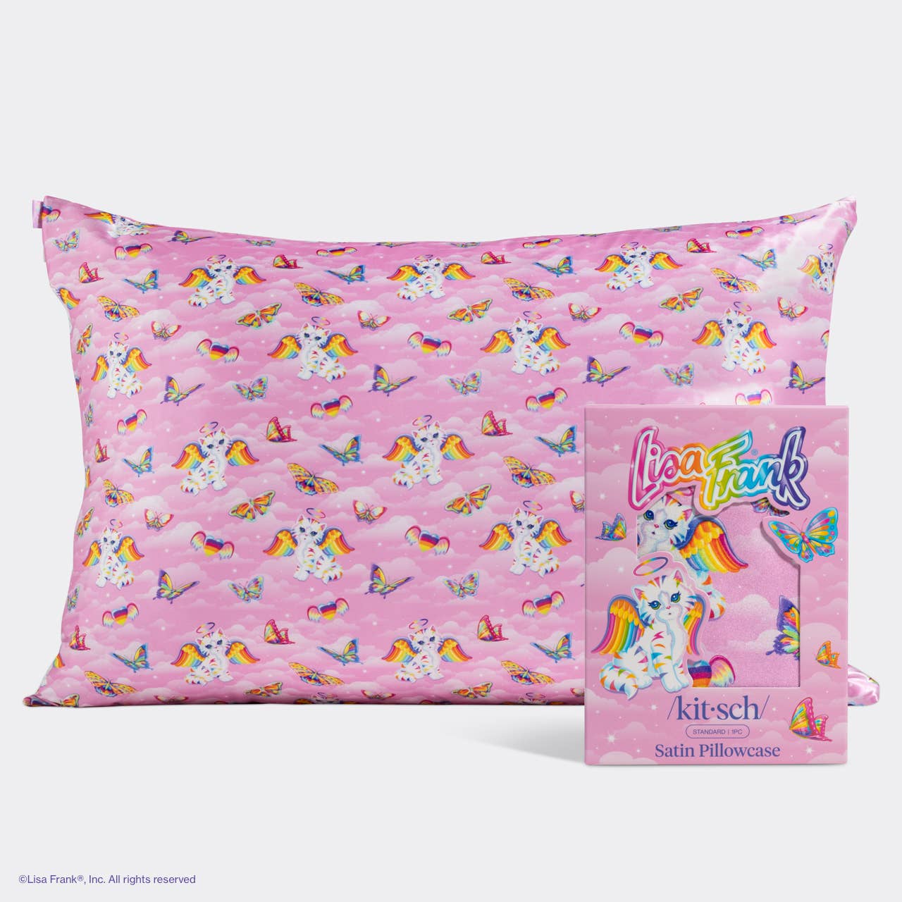 The Lisa Frank x Kitsch Standard Satin Pillowcase - Angel Kitty™