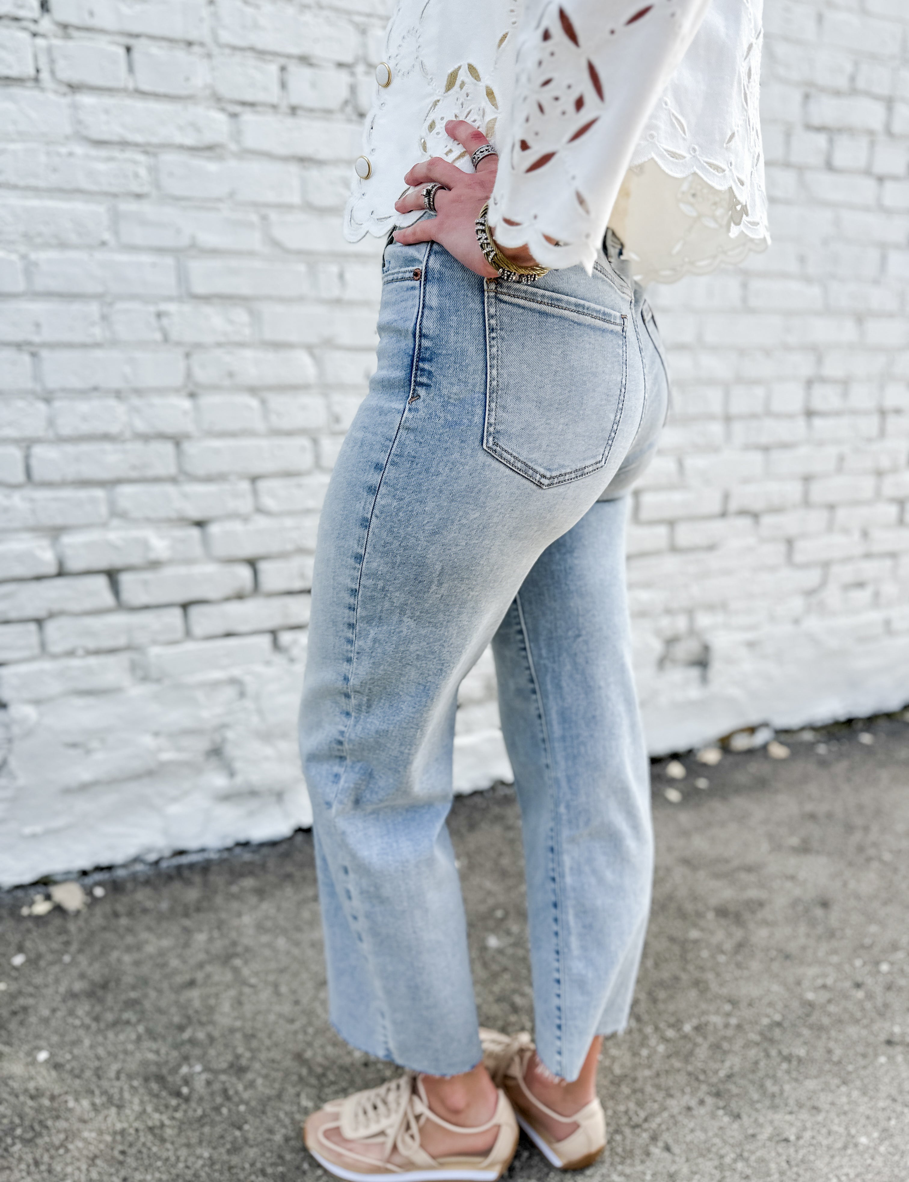 The Pleaser High Rise Wide Ankle Jean by Daze Denim