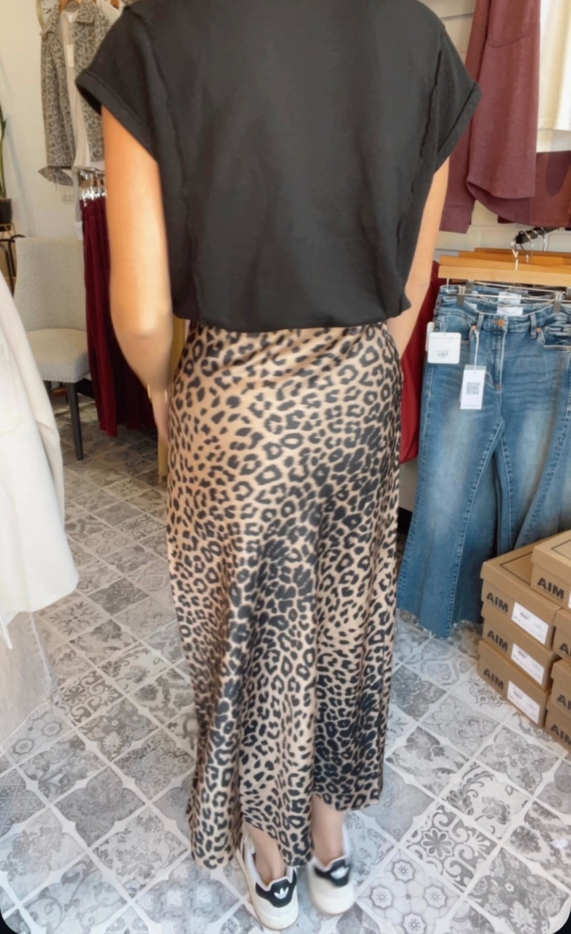 The Marra Leopard Satin Skirt