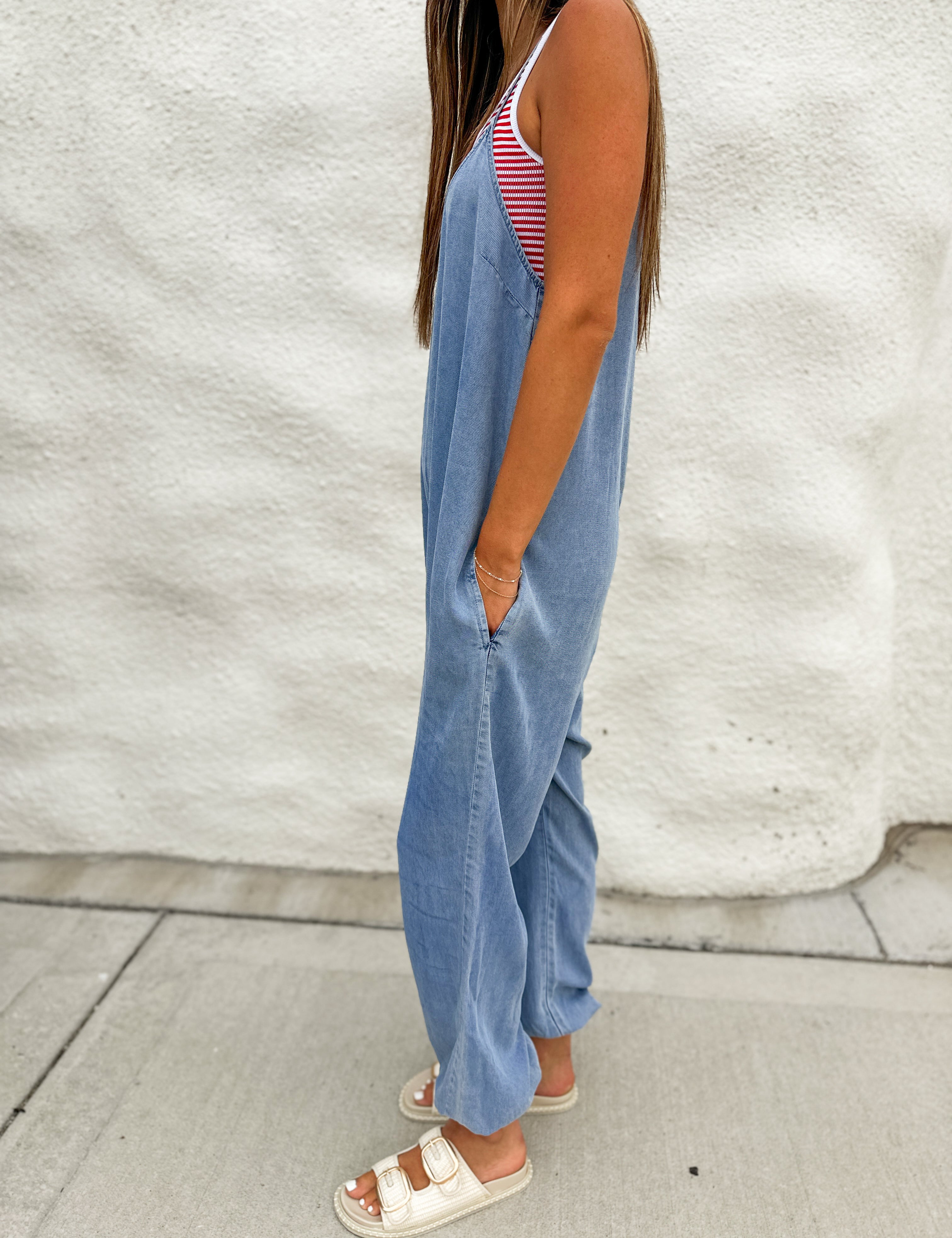 The Quinn Washed Denim Jumpsuit