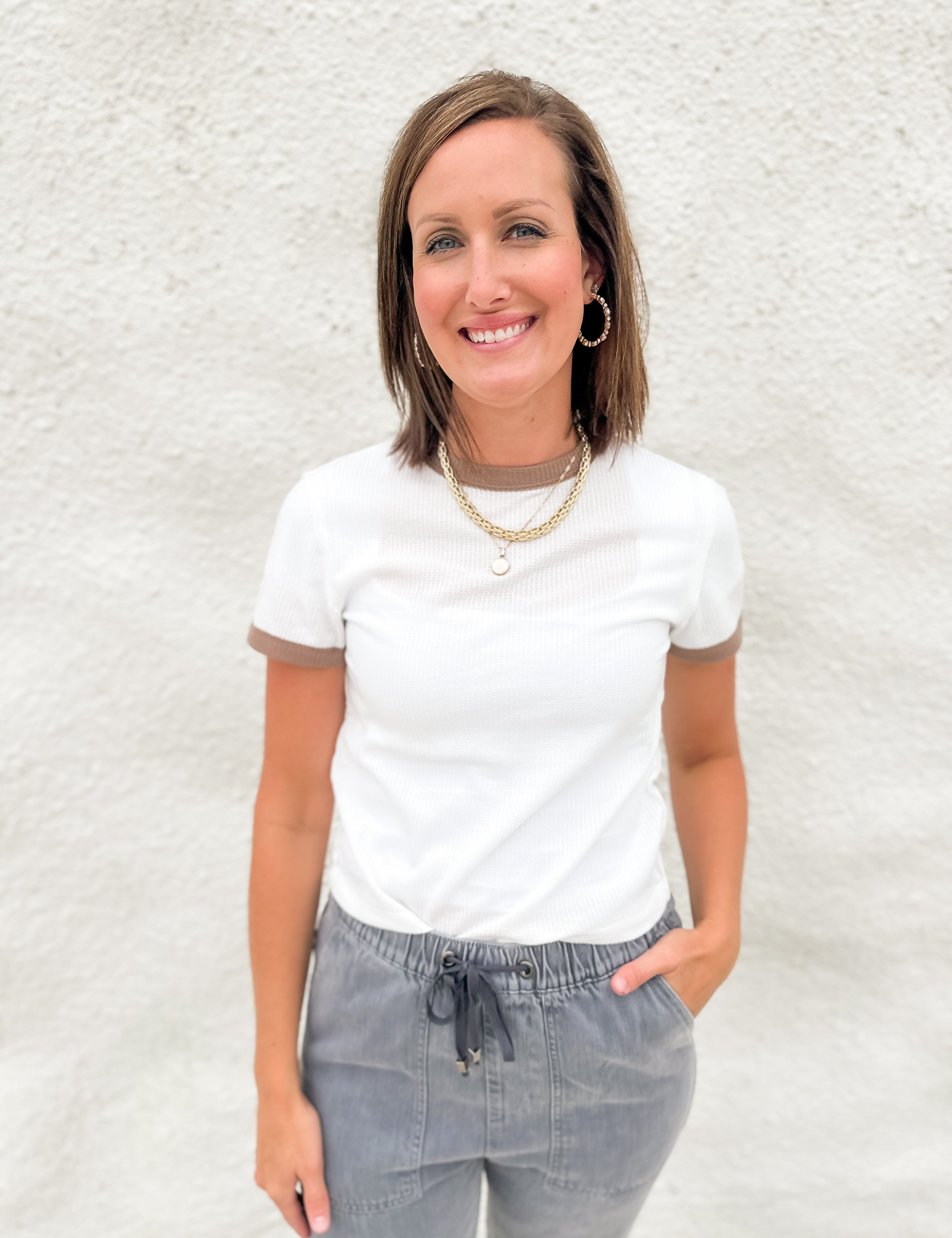 The Lina Color Combo Waffle Tee