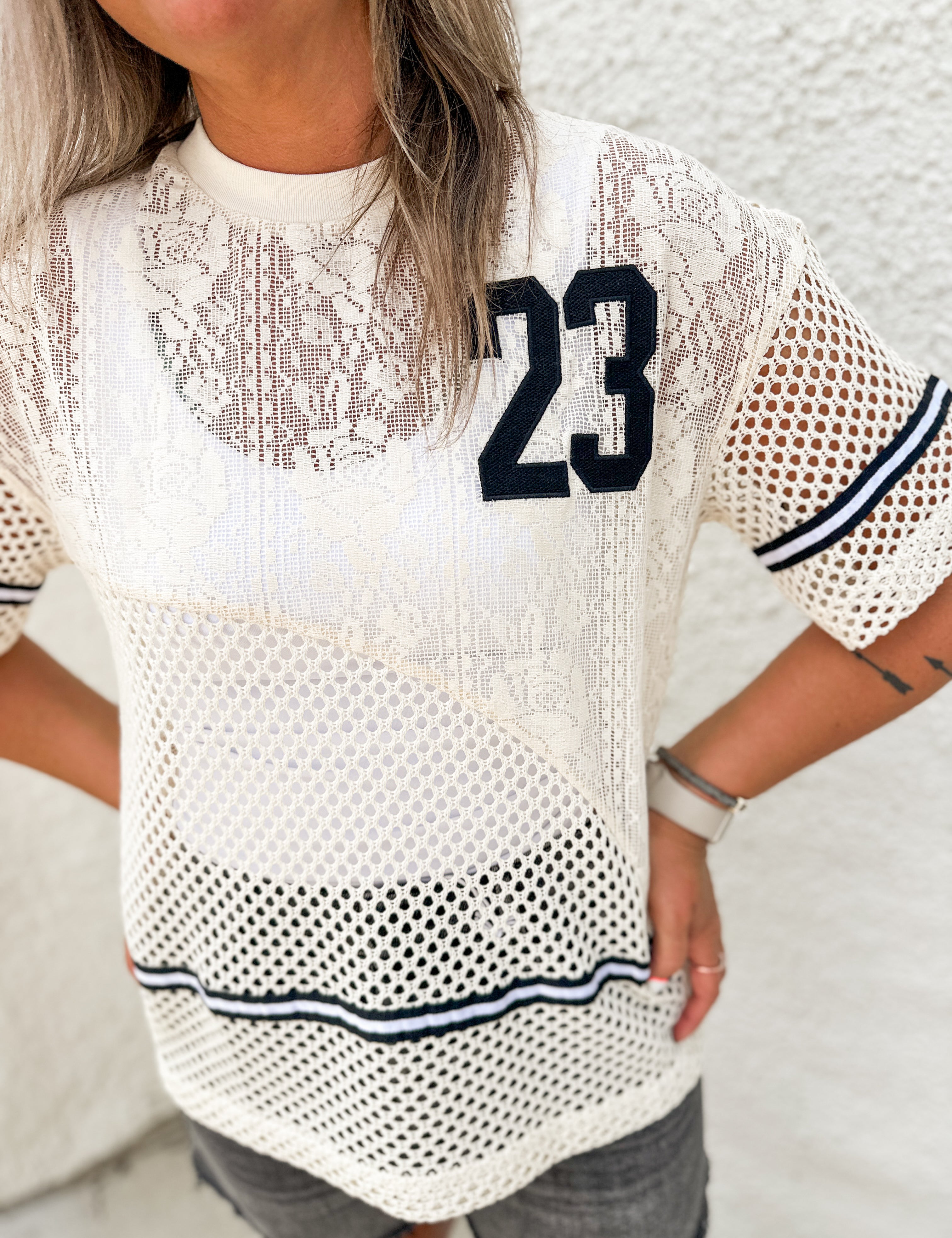 The Amber Oversized Lace and Crochet Knit Top