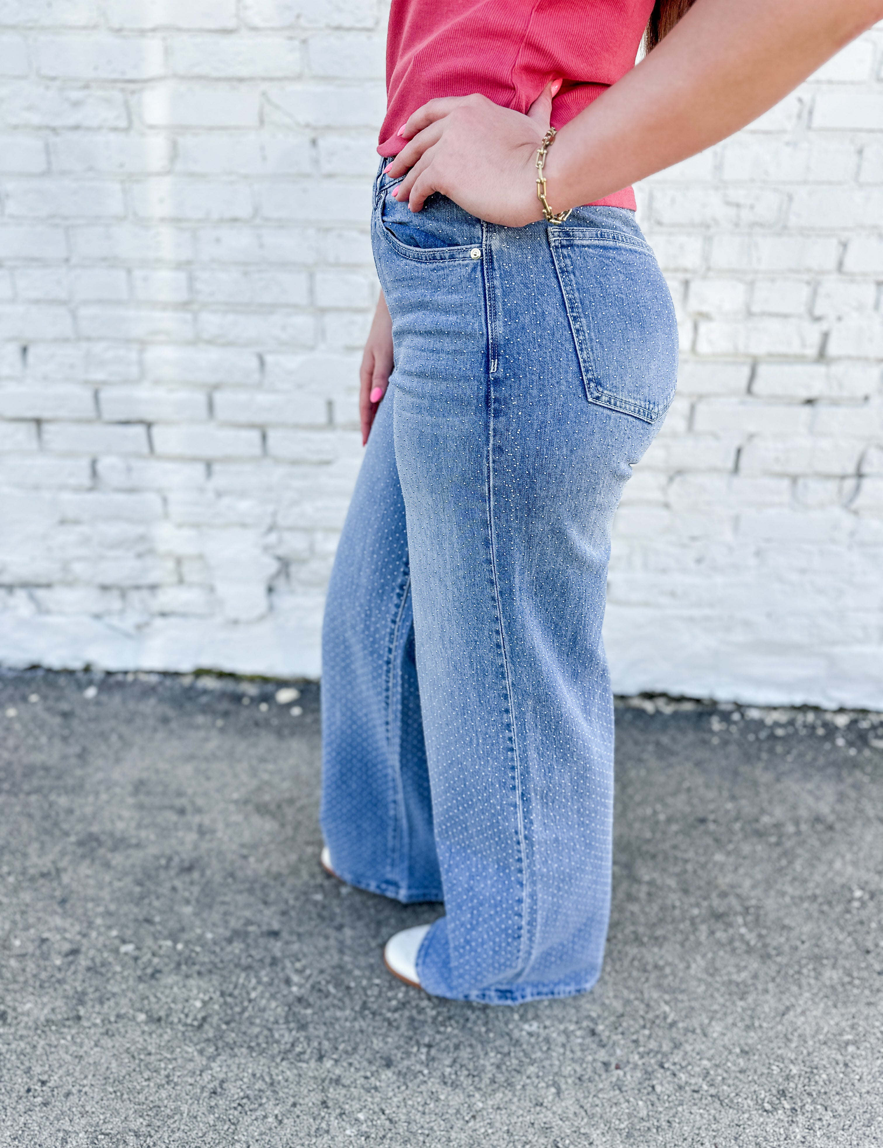 The Gemma Micro Stud Wide Leg Jean by Habitual