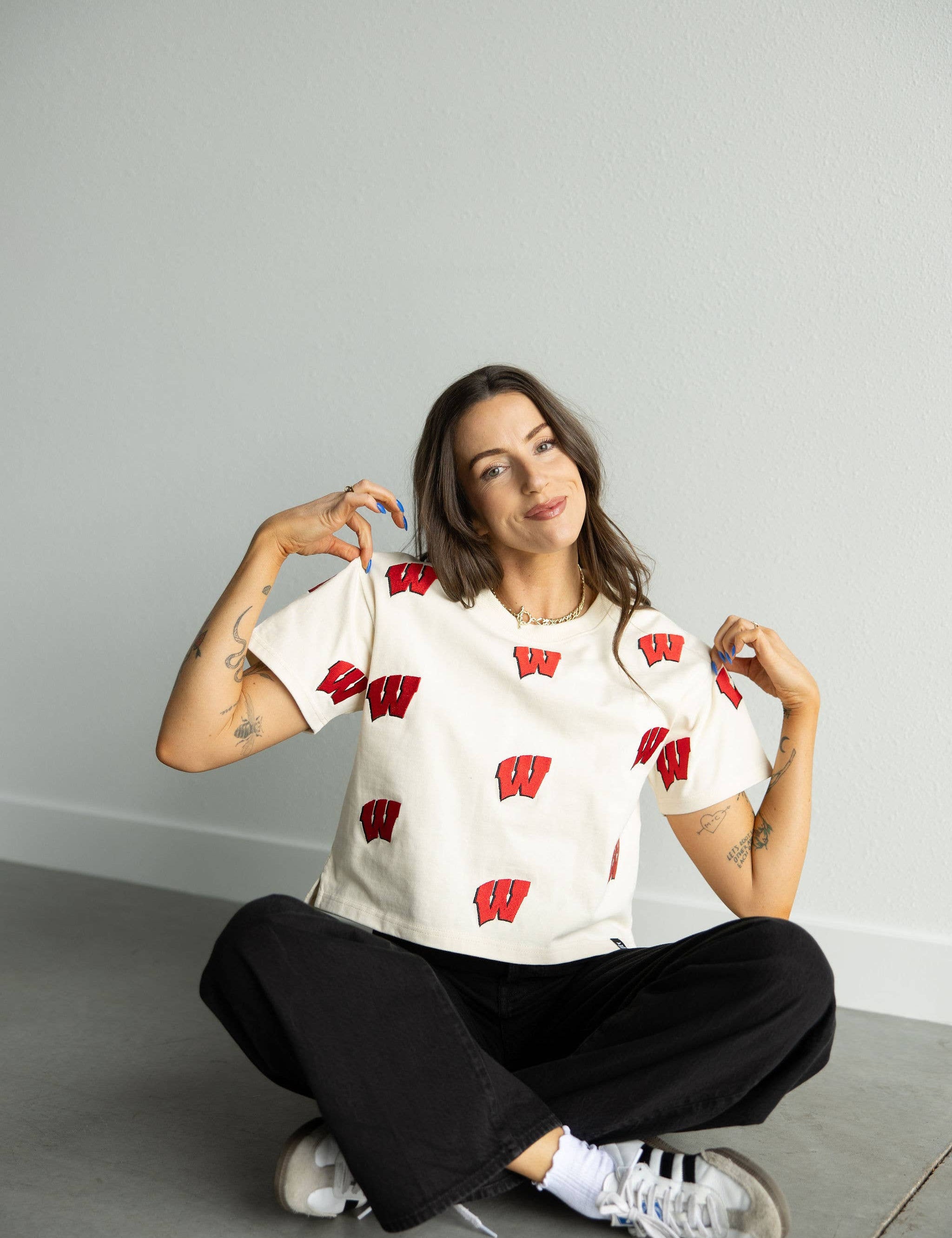 Wisconsin Ritter Heavyweight Embroidered Crop Tee by Gameday Social