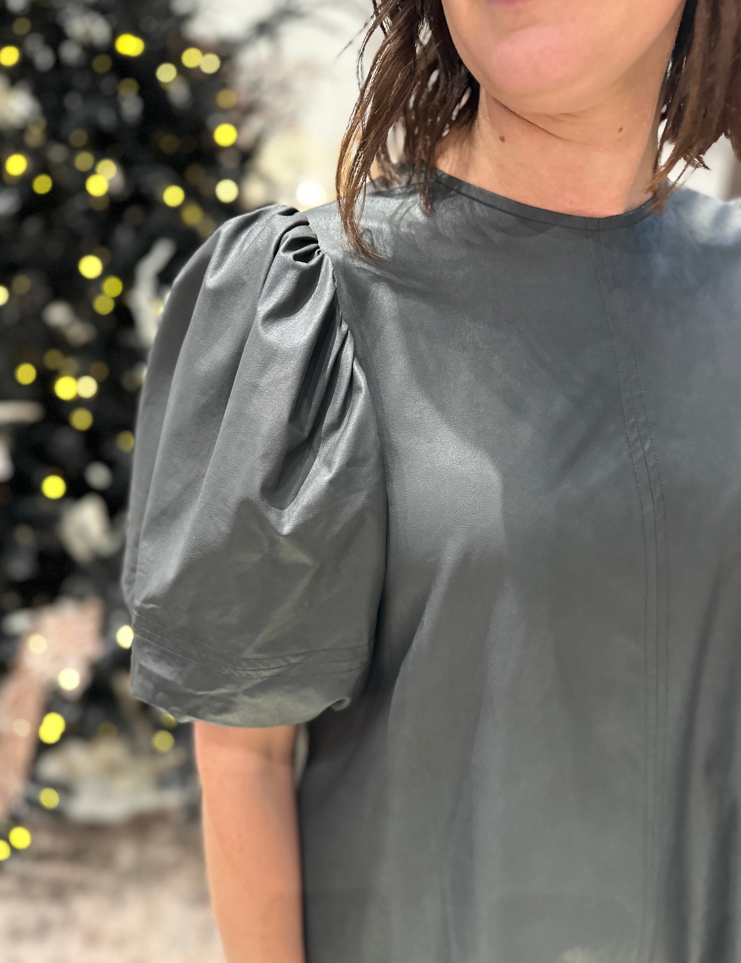 The Jaylene Faux Leather Tunic Dress