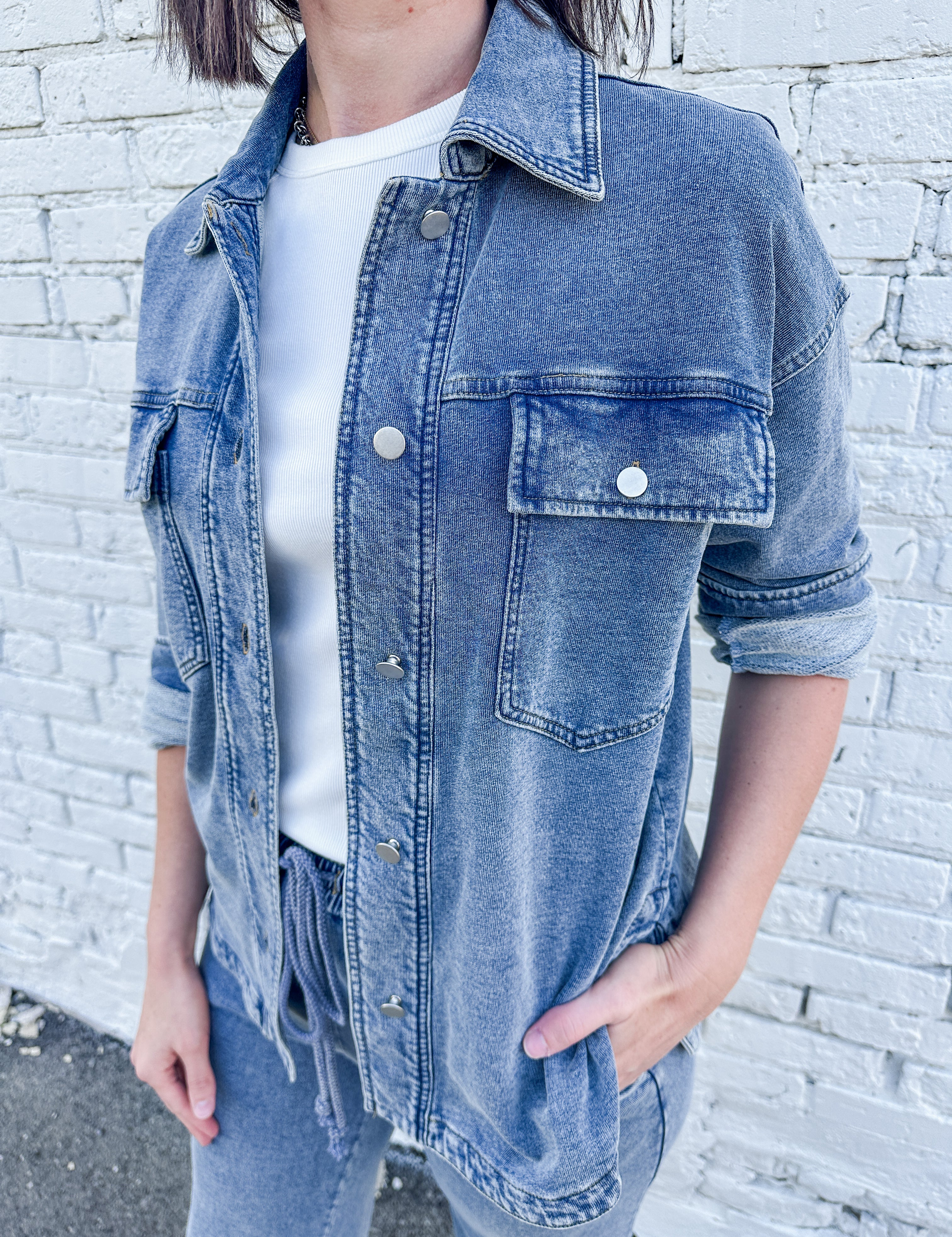 The Palmer Washed Knit Denim Jacket