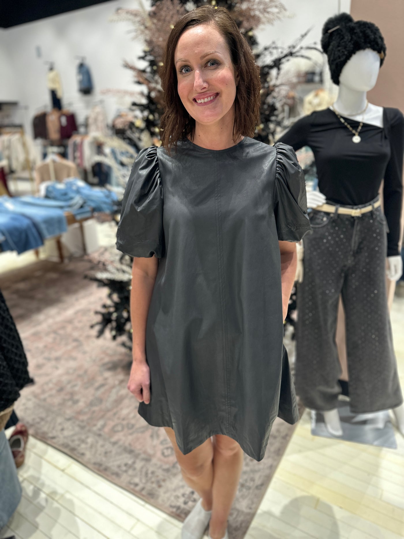The Jaylene Faux Leather Tunic Dress
