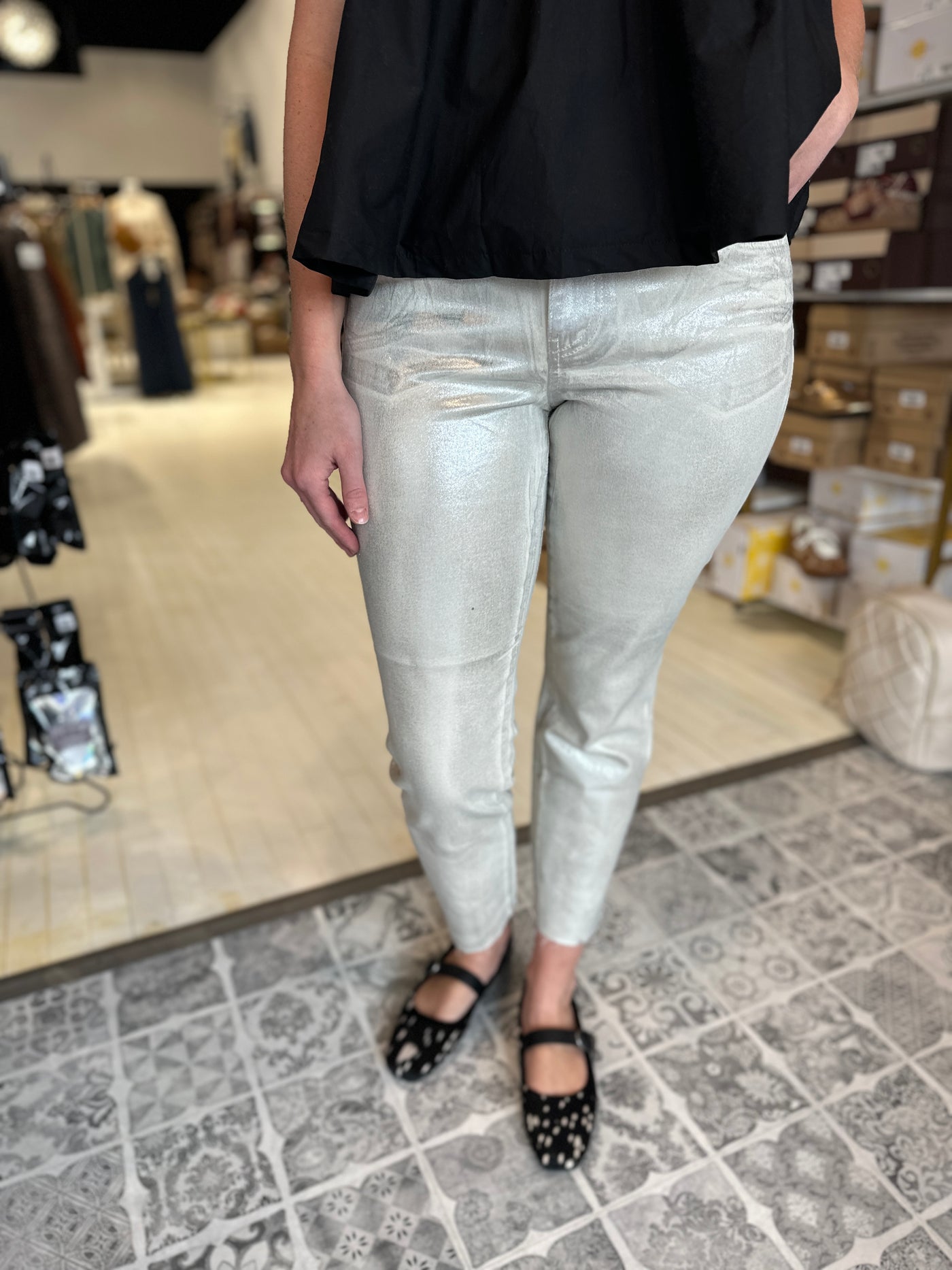 KUT from the KLOTH The Reese High Rise Metallic Ankle Straight