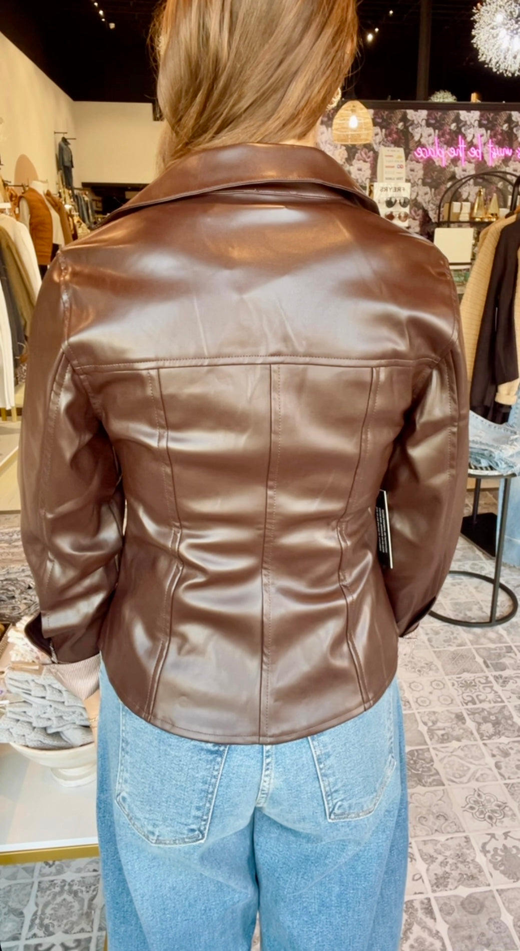 The Chelsey Faux Leather Shirt Jacket