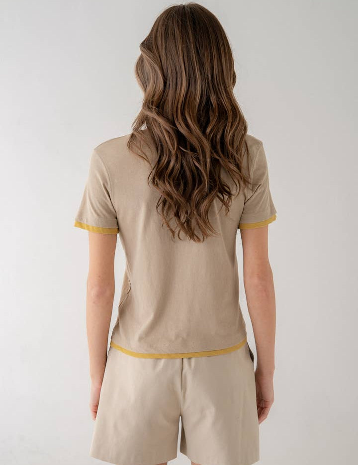 The Presley Contrast Layered Hem Short Sleeve Tee