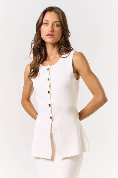 The Lara Sleeveless Button Down Top