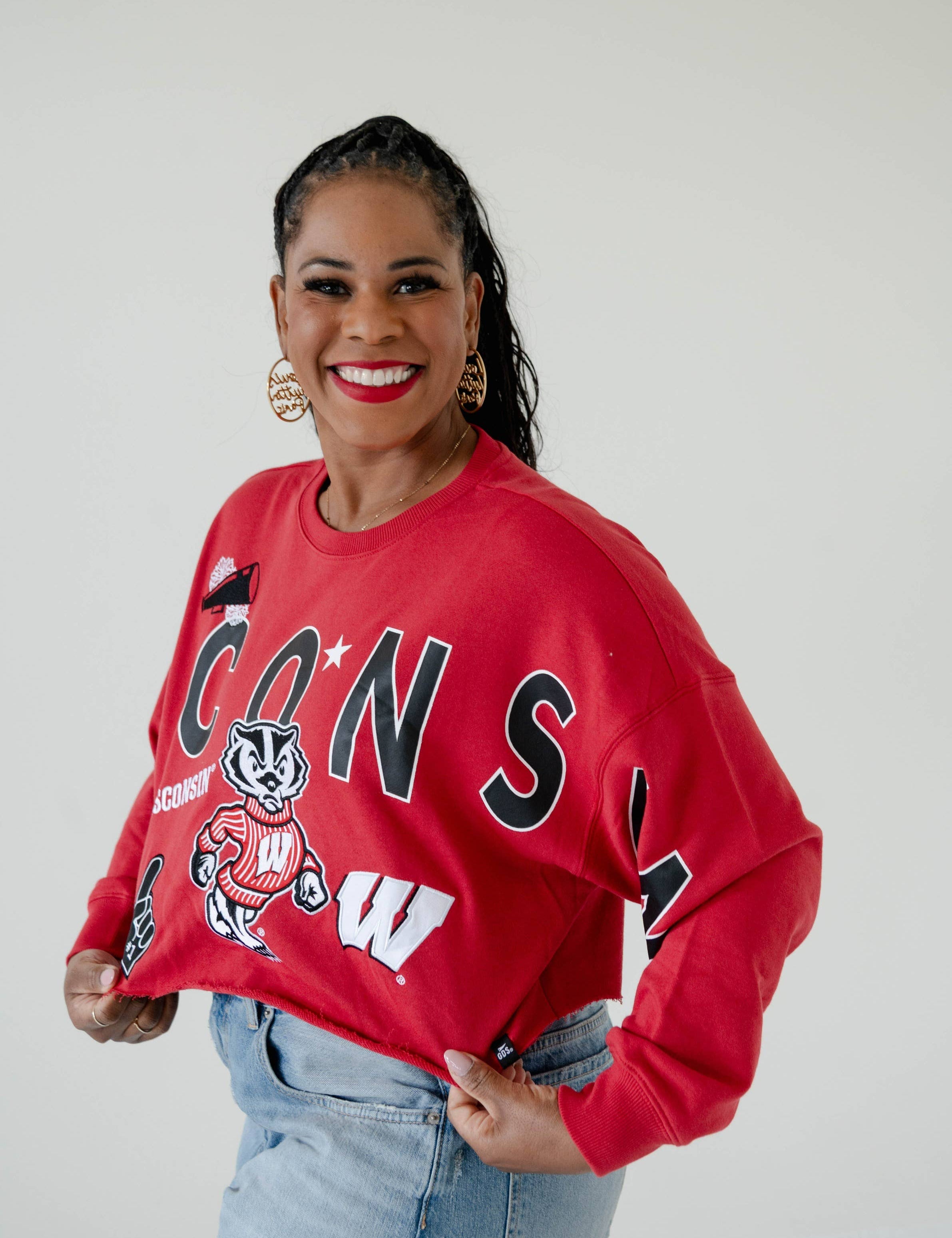 The Wisconsin Patched Up Cropped Sweatshirt by Gameday Social