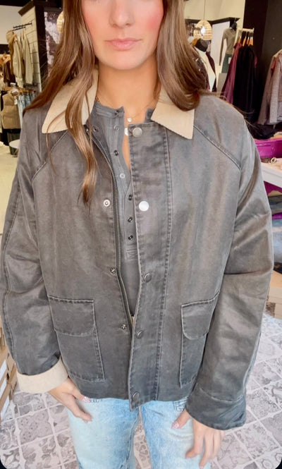 The Gemma Contrast Collar Utility Jacket