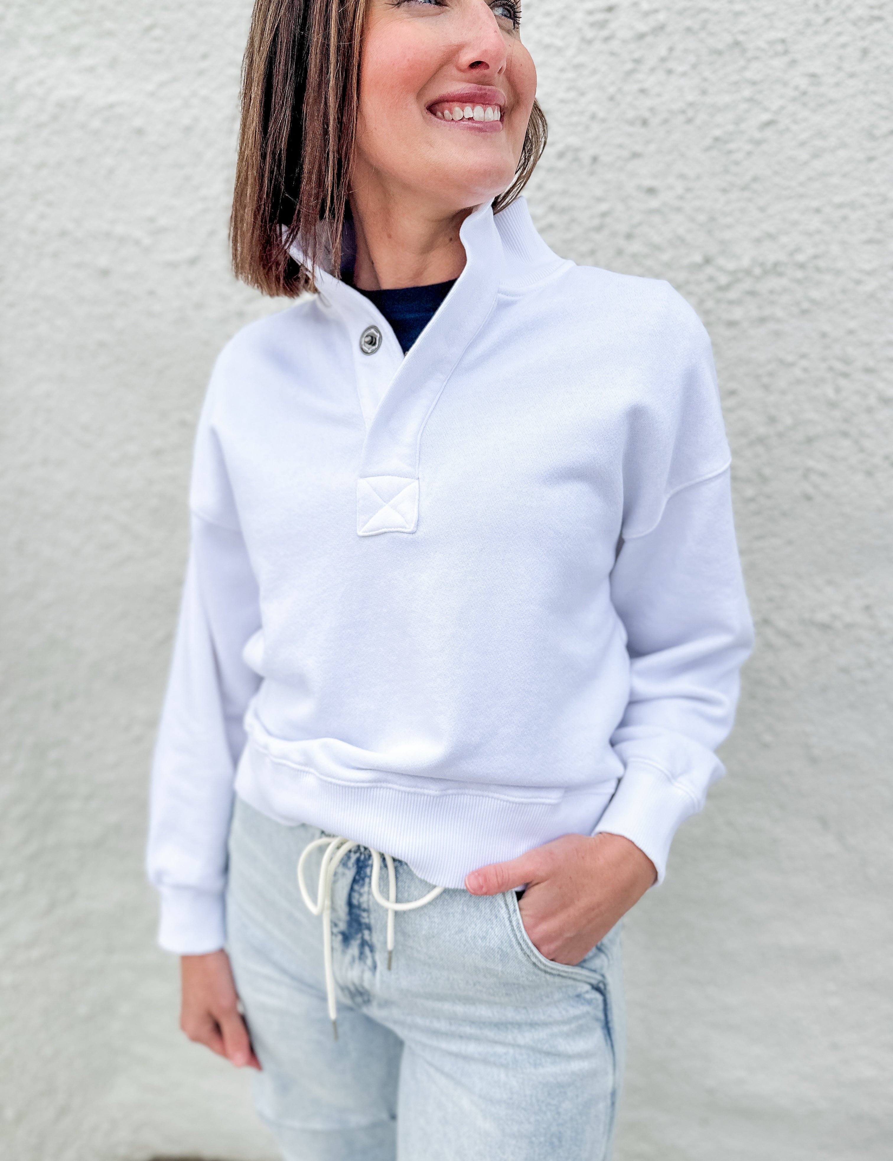 The Tara Rib Collar Button Pullover