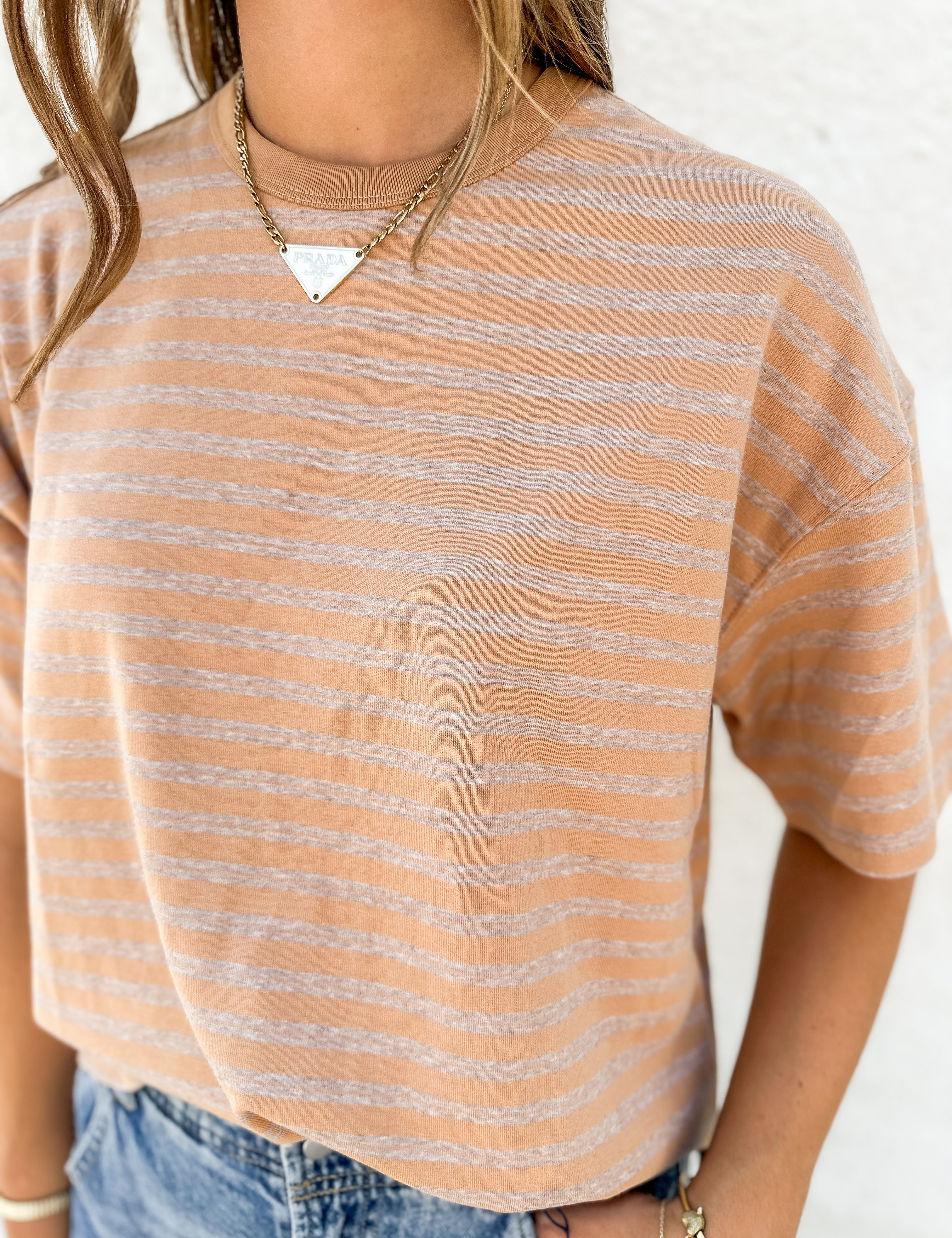 The Anna Double Striped Short Sleeve Top