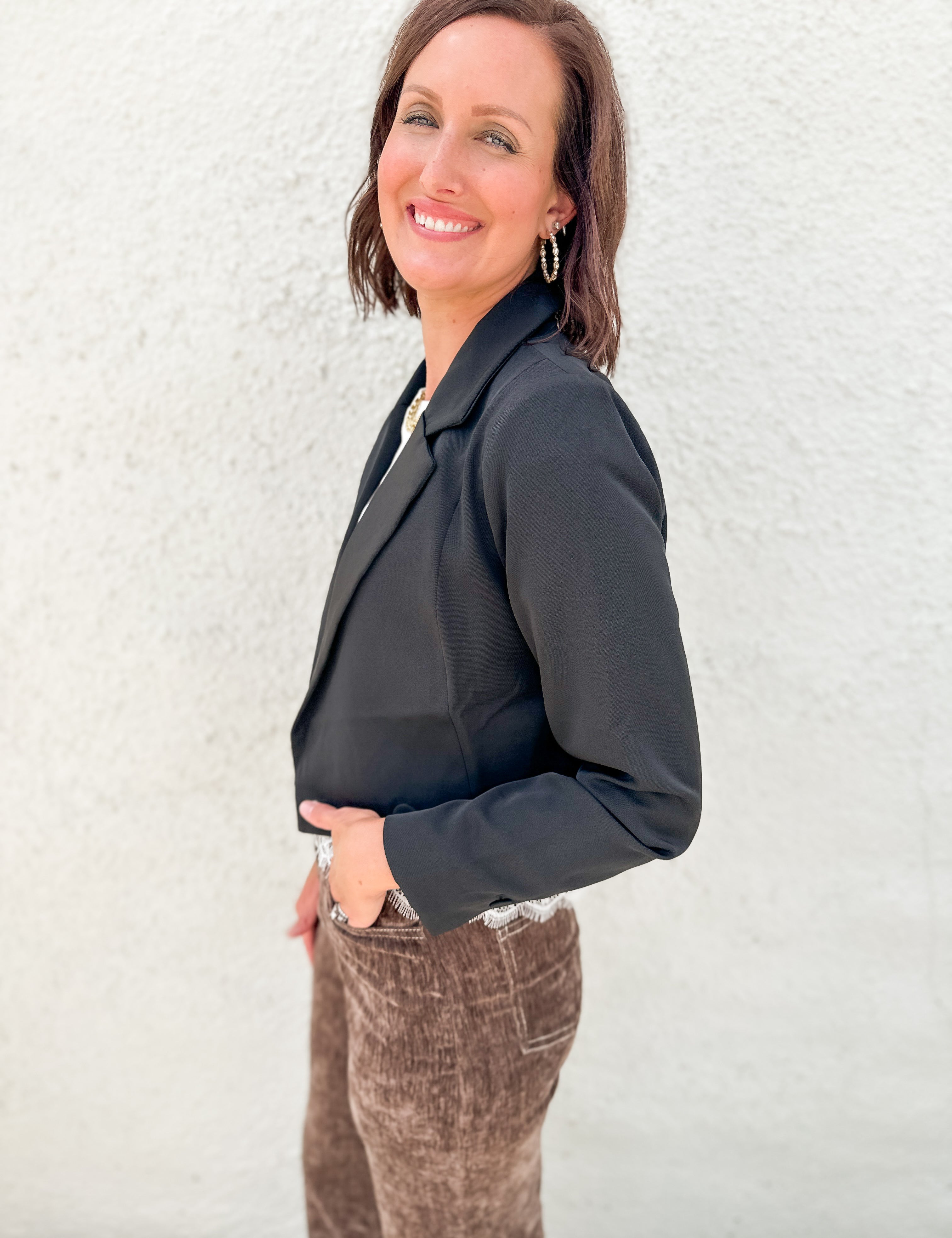 The Amy Twill Crop Blazer