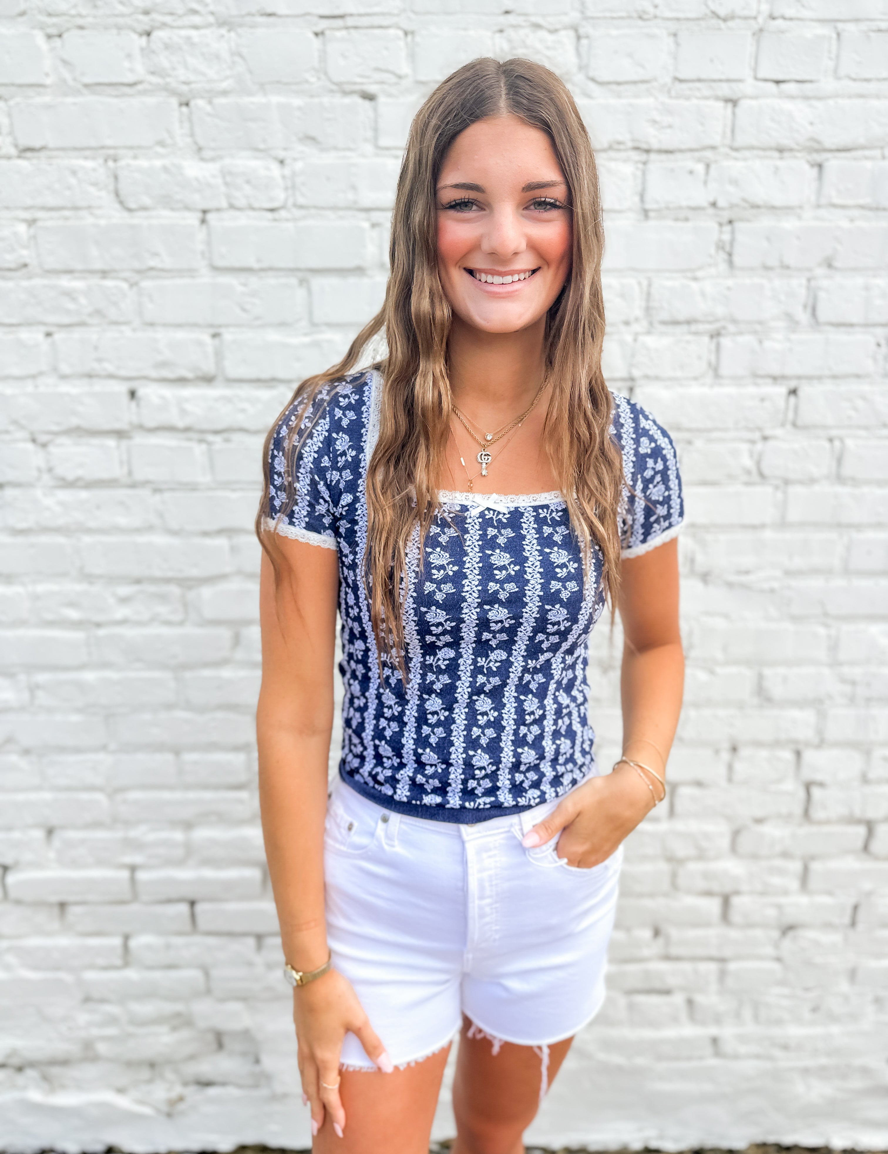 The Stella Wallpaper Floral Scoop Neck