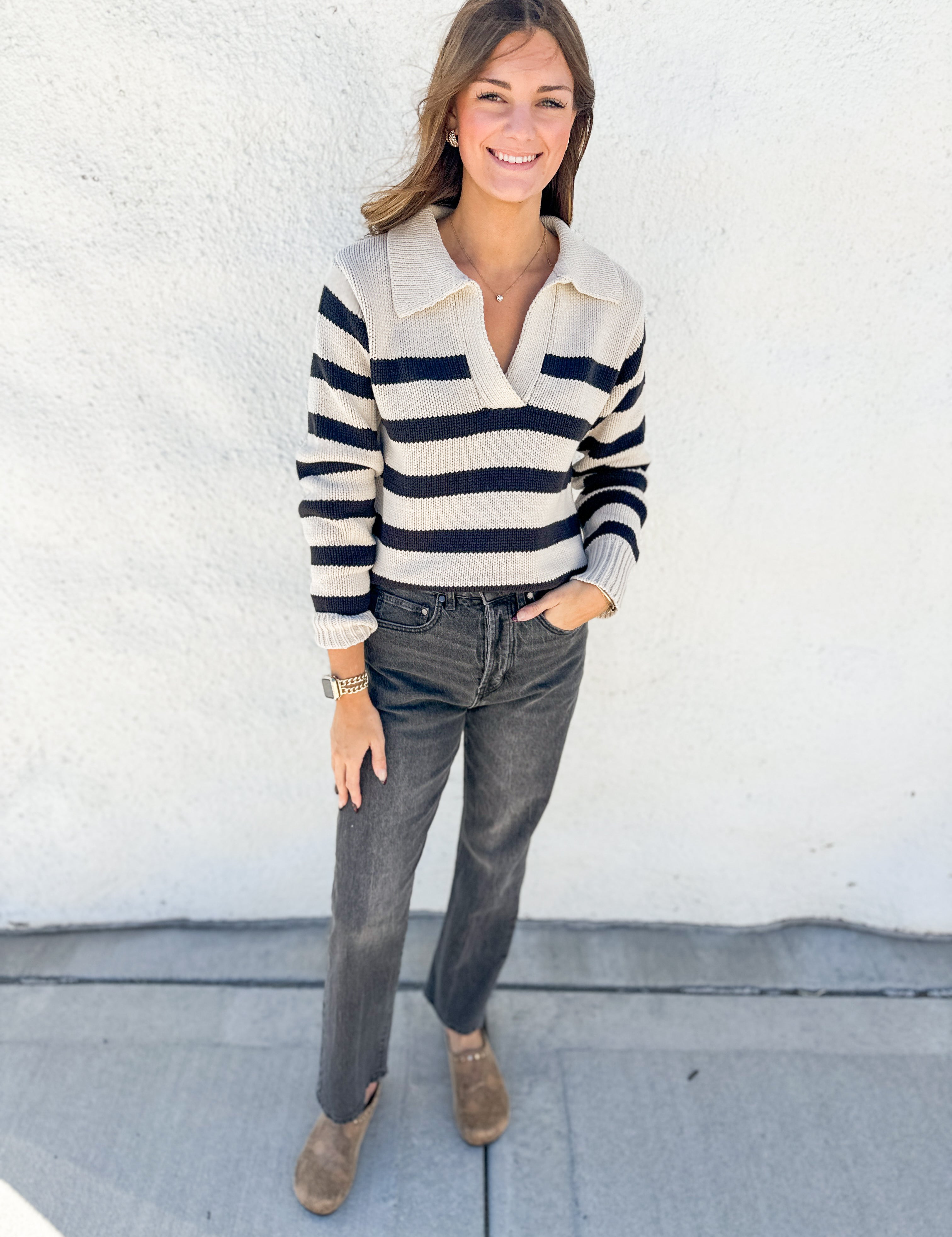 The Audra Chunky Striped Sweater by By Together