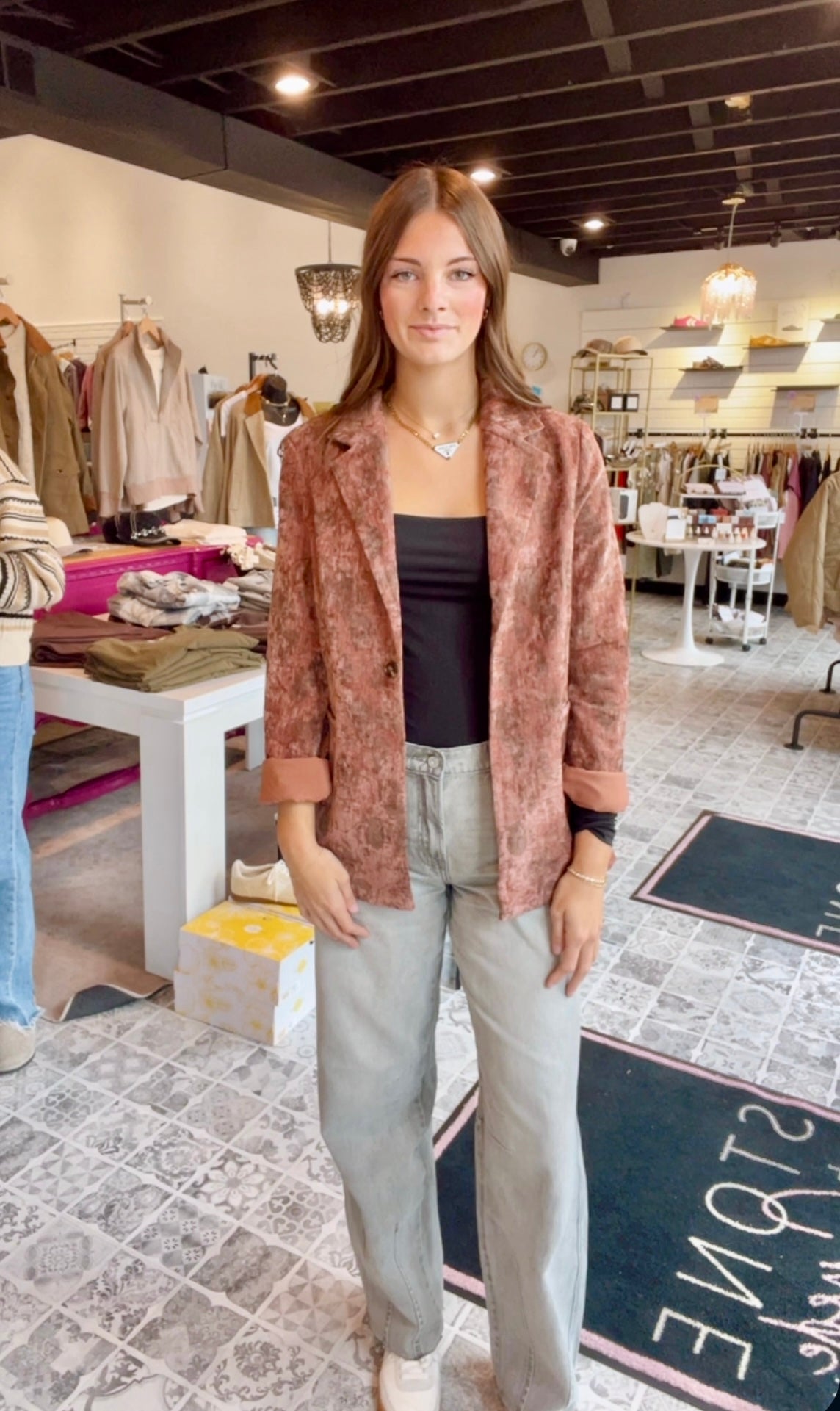 The Ava Printed Velvet Blazer