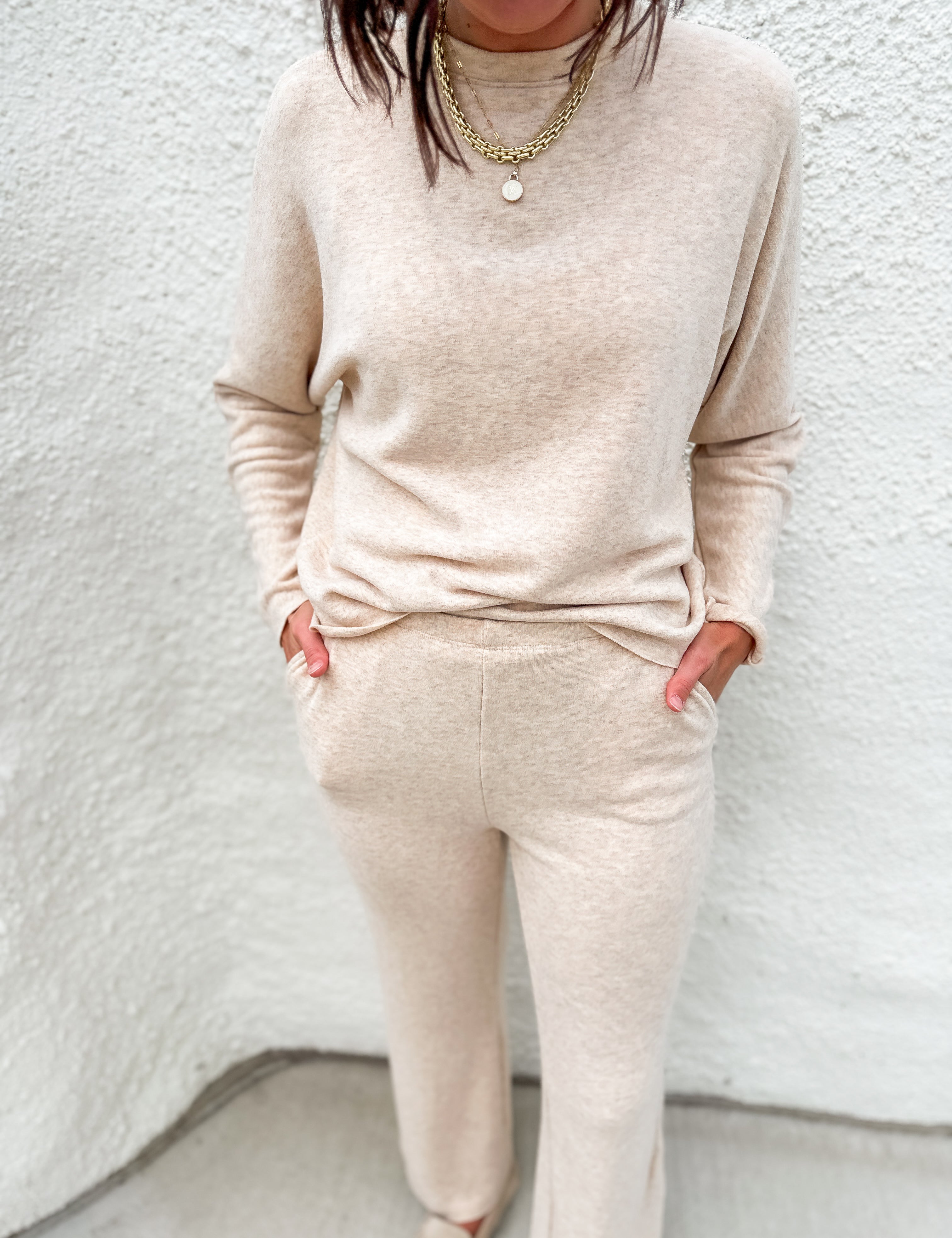 The Mika Melange Fine Knit Dolman Pullover by Hello Nite