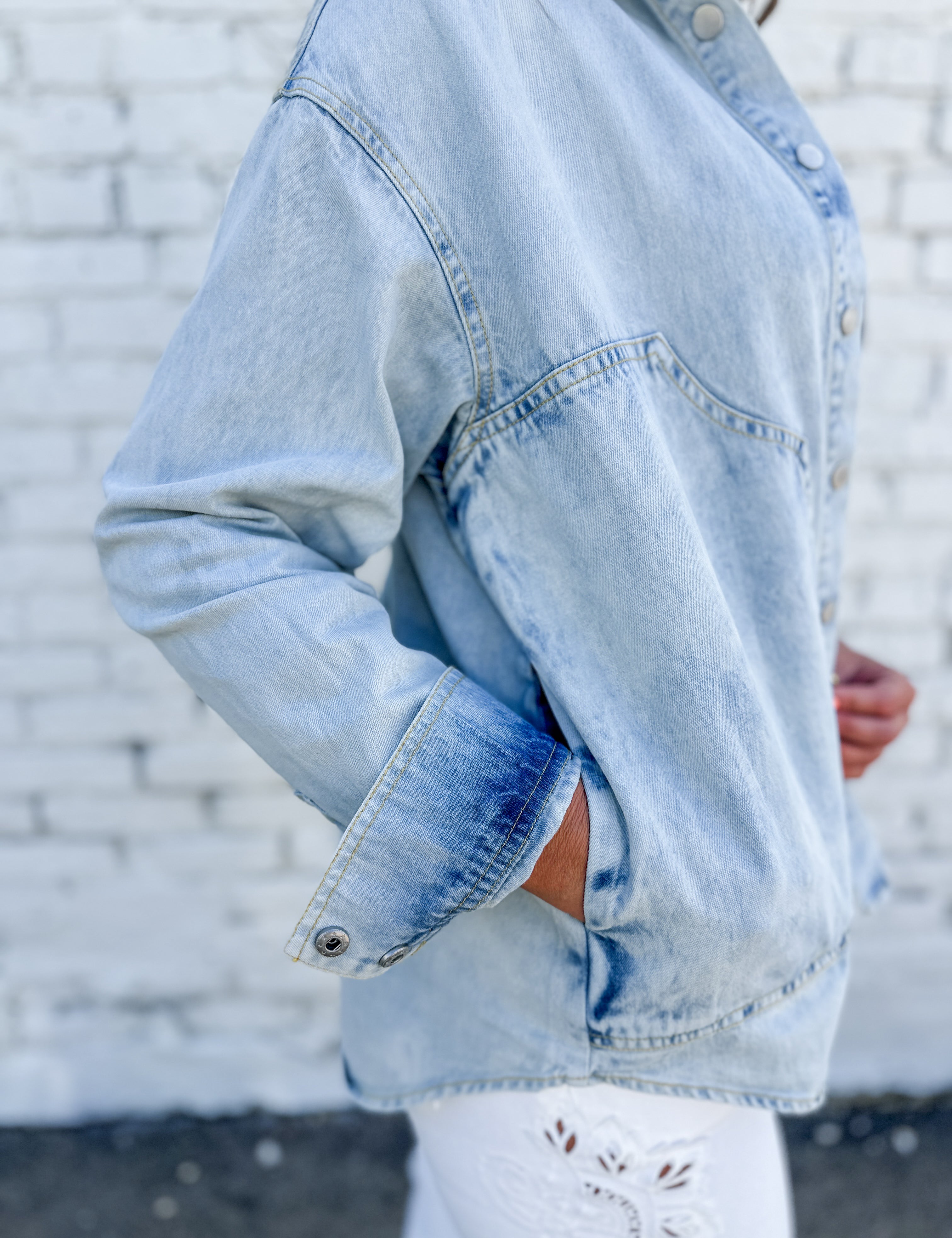 The Adell Washed Denim Button Down