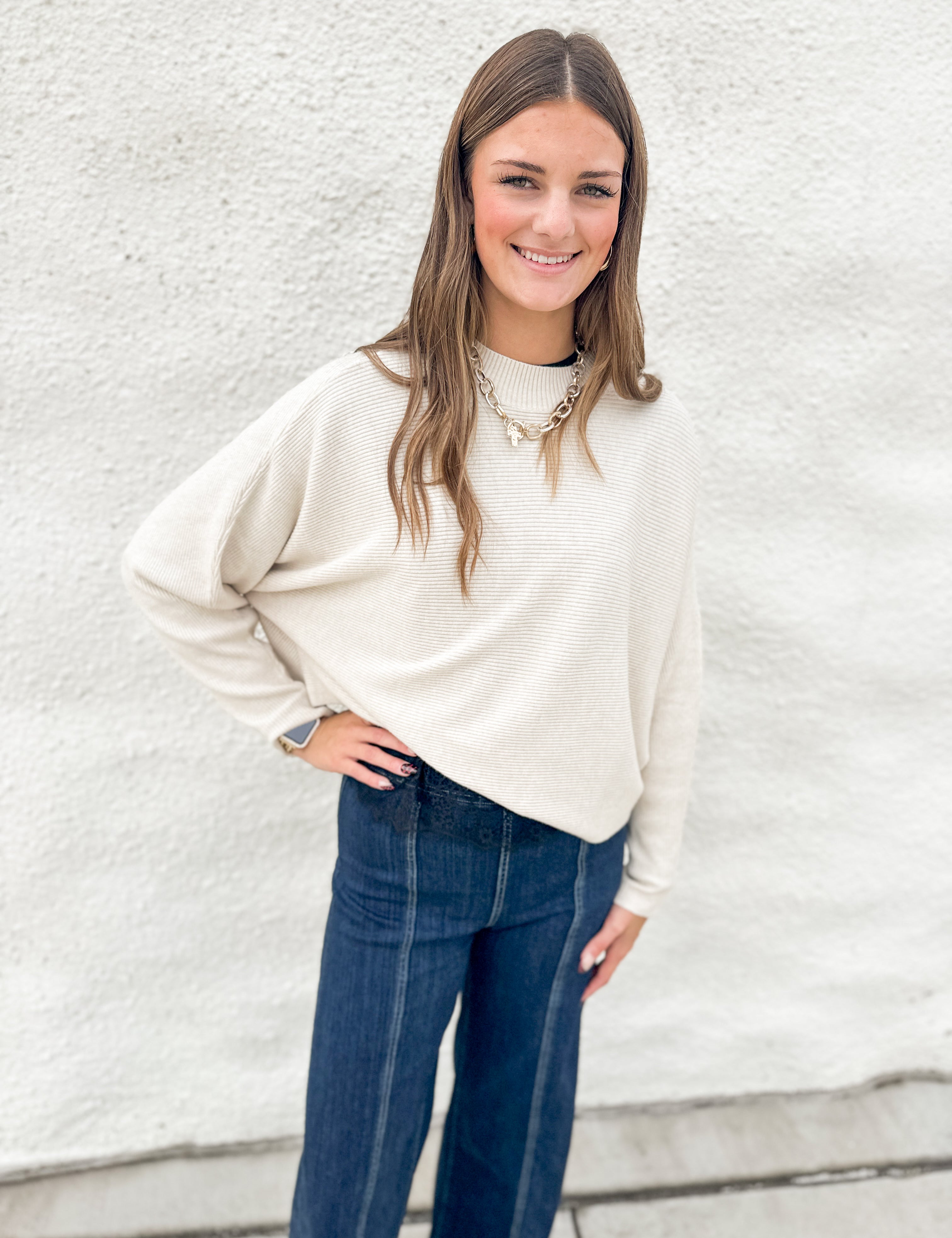 The Tierney Lace Detail Longsleeve Top