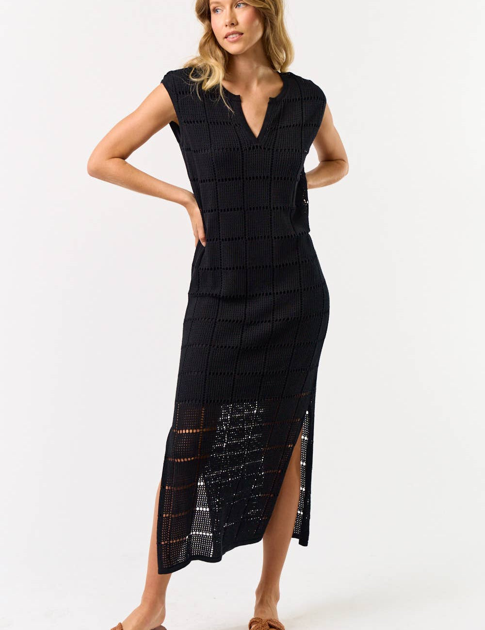 The Kenna Knit Overlay Midi Dress