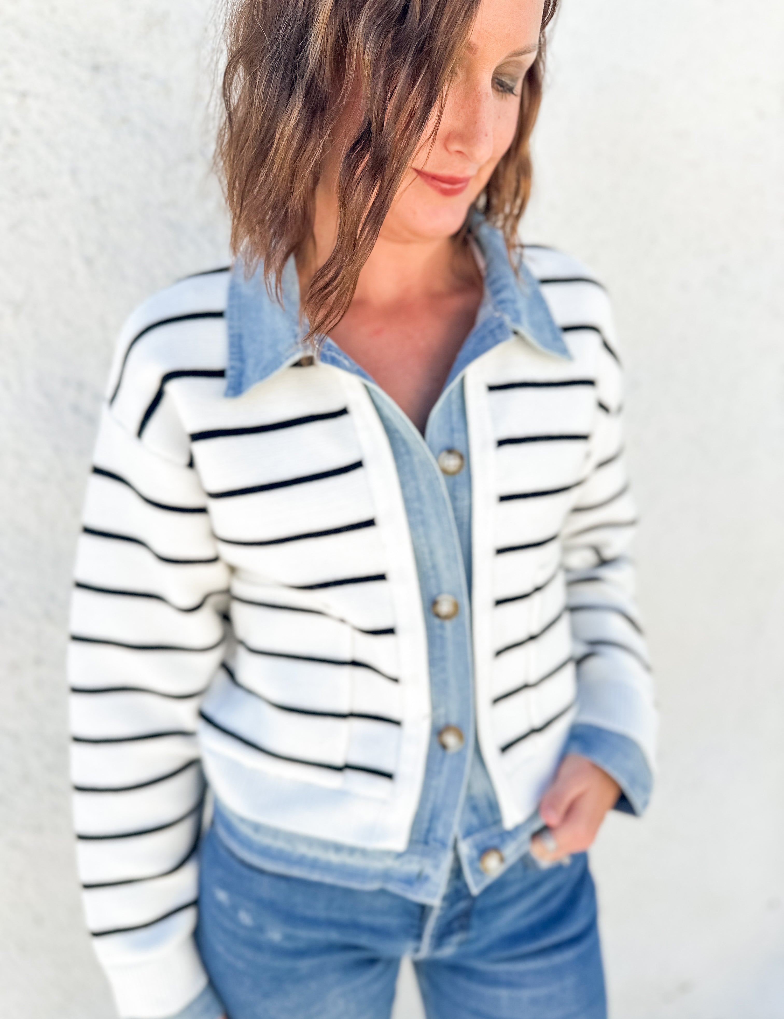 The Cheyanne Denim Detail Cardigan