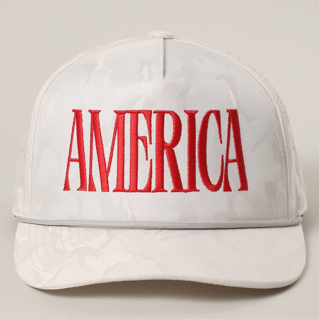 AMERICA Embroidered White Camo Trucker Hat