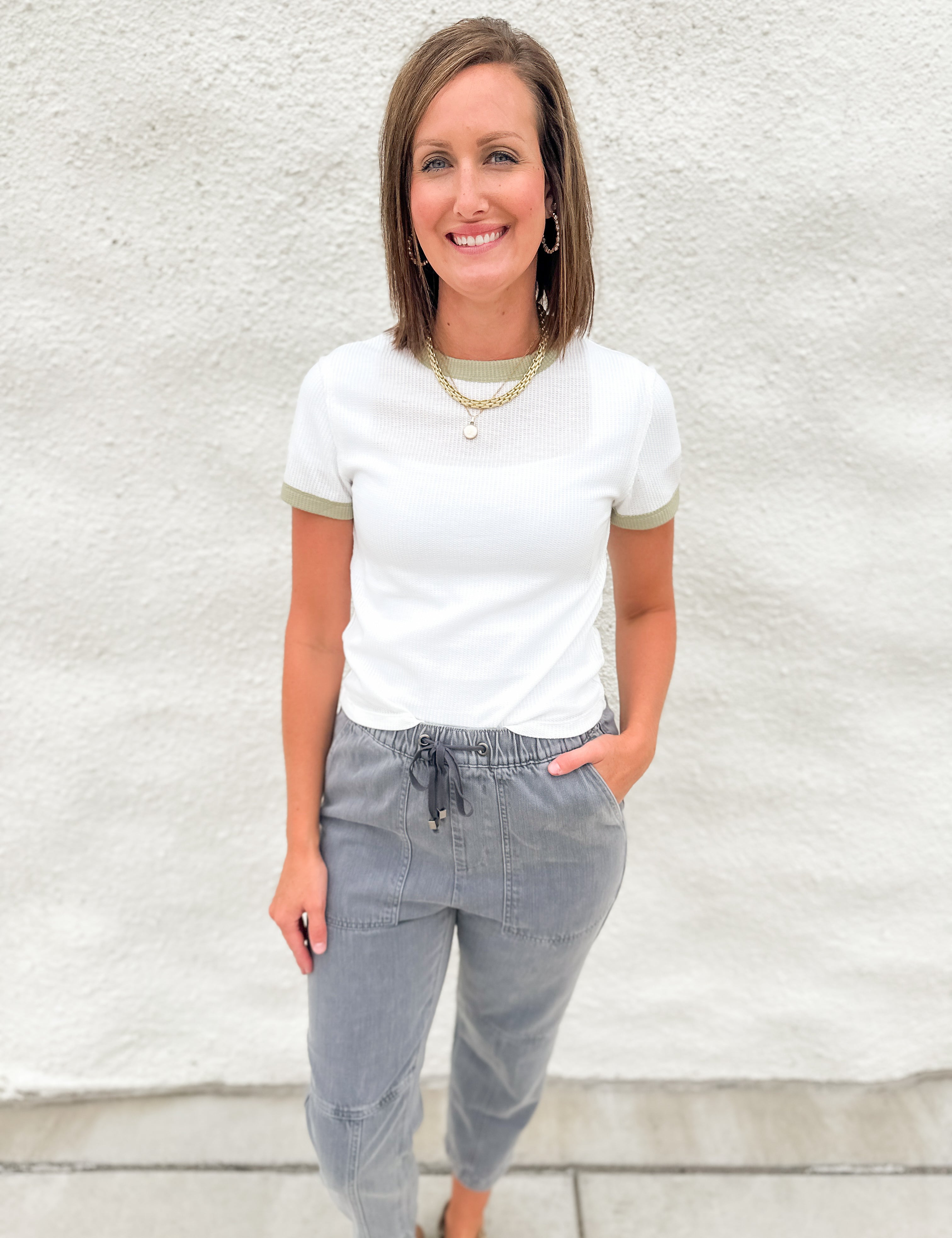 The Lina Color Combo Waffle Tee