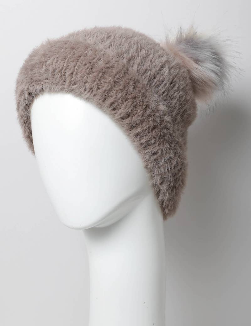 Plush Faux Mohair Knit Beanie